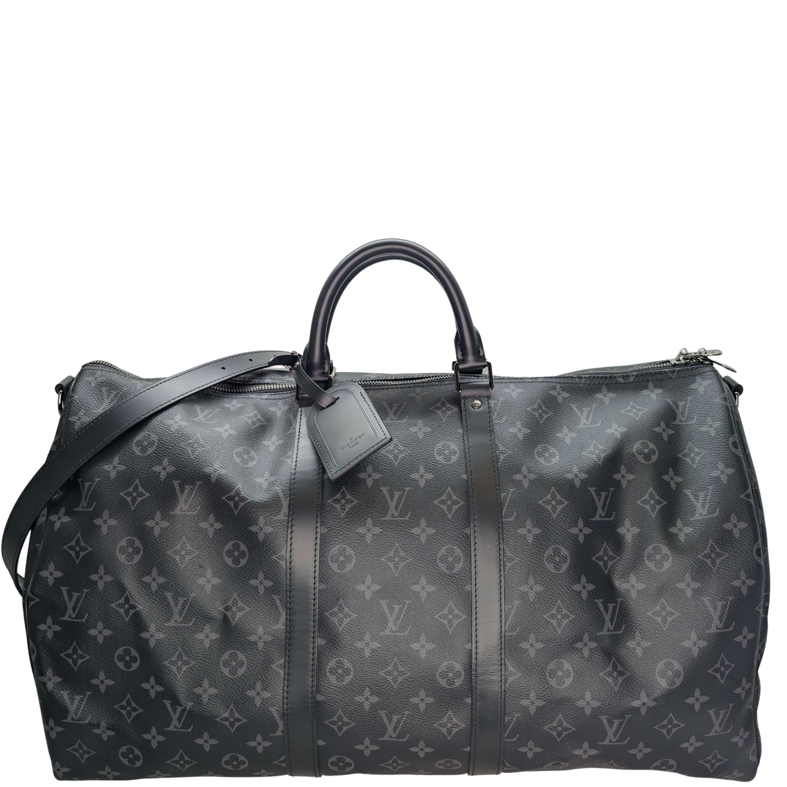 Second-Hand Louis Vuitton Luggage & Travel Bags – Louis Vuitton Keepall Bandoulière 55 Monogram Eclipse Charcoal Black