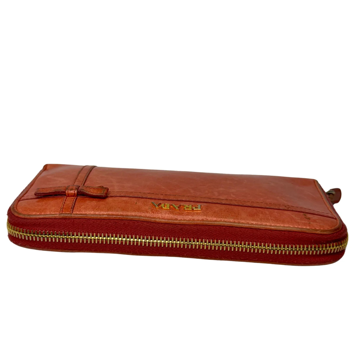Prada Pink Leather Long Wallet with Zip Coin Compartment - Lost Designer