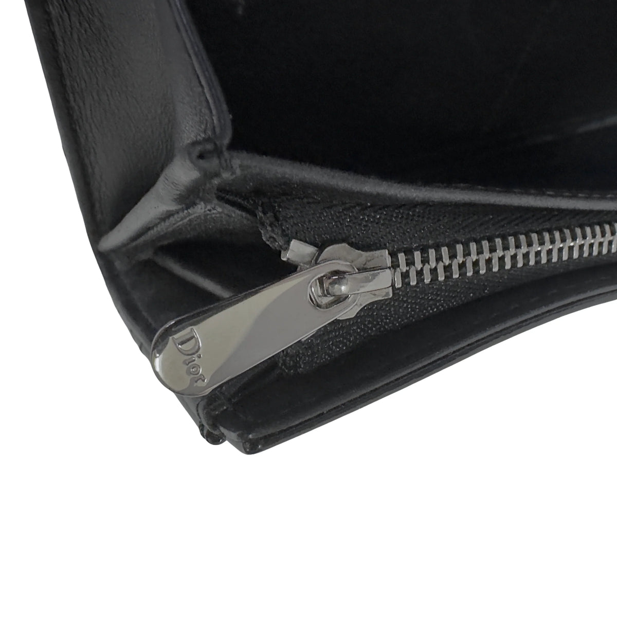 Dior Patent Leather Long Wallet With Chain Black - Lost Designer