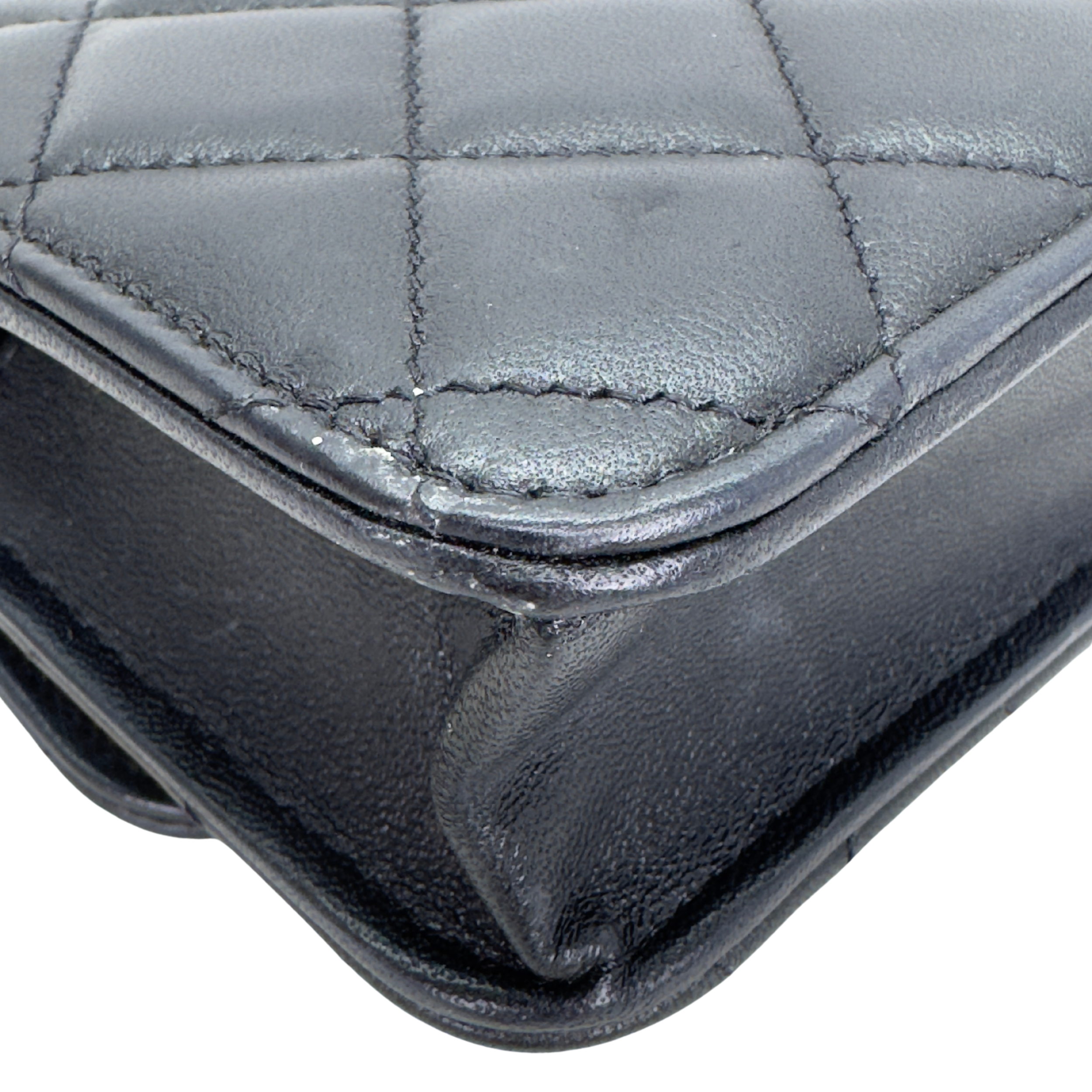 Chanel Top Handle Phone Holder on Chain Lambskin Black