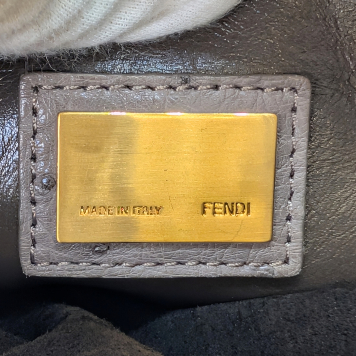 Fendi Peekaboo Large Ostrich Bag Taupe Grey