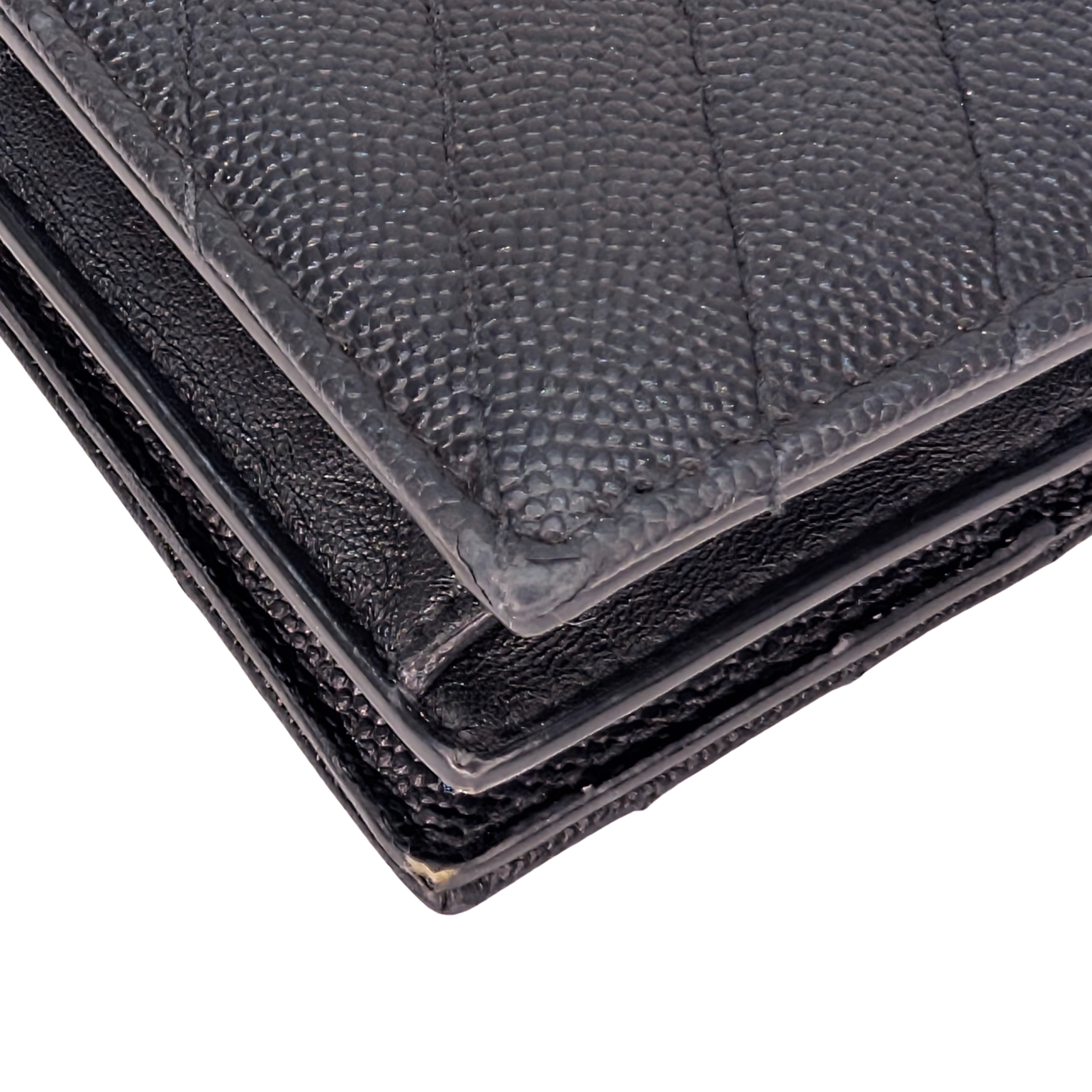 Saint Laurent Cassandre Metalasse Wallet Black