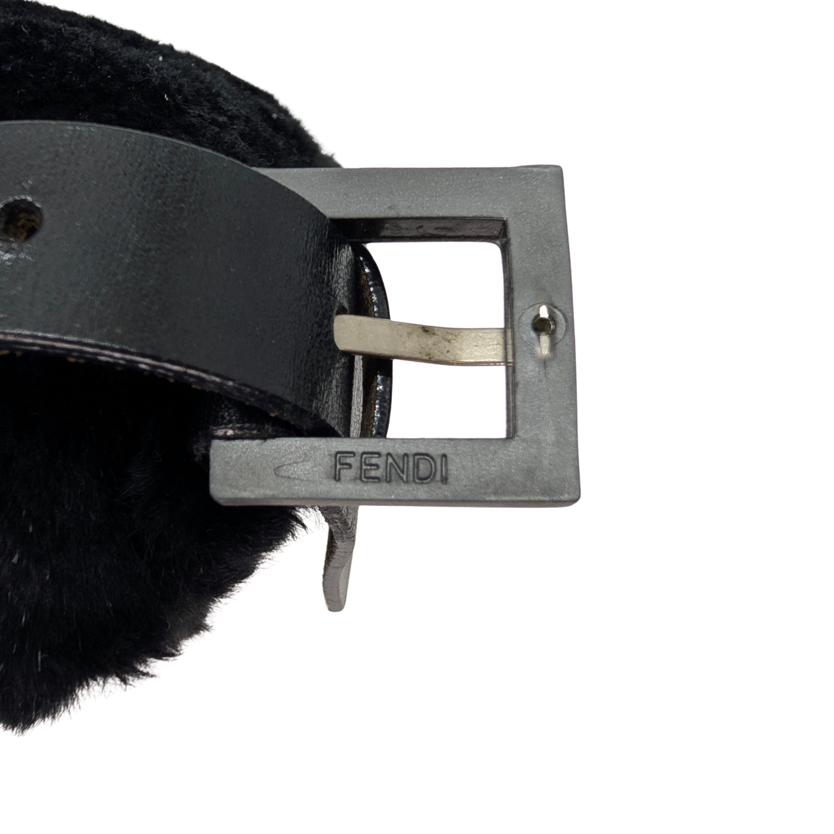 Fendi Rabbit Fur Baguette Handbag Black