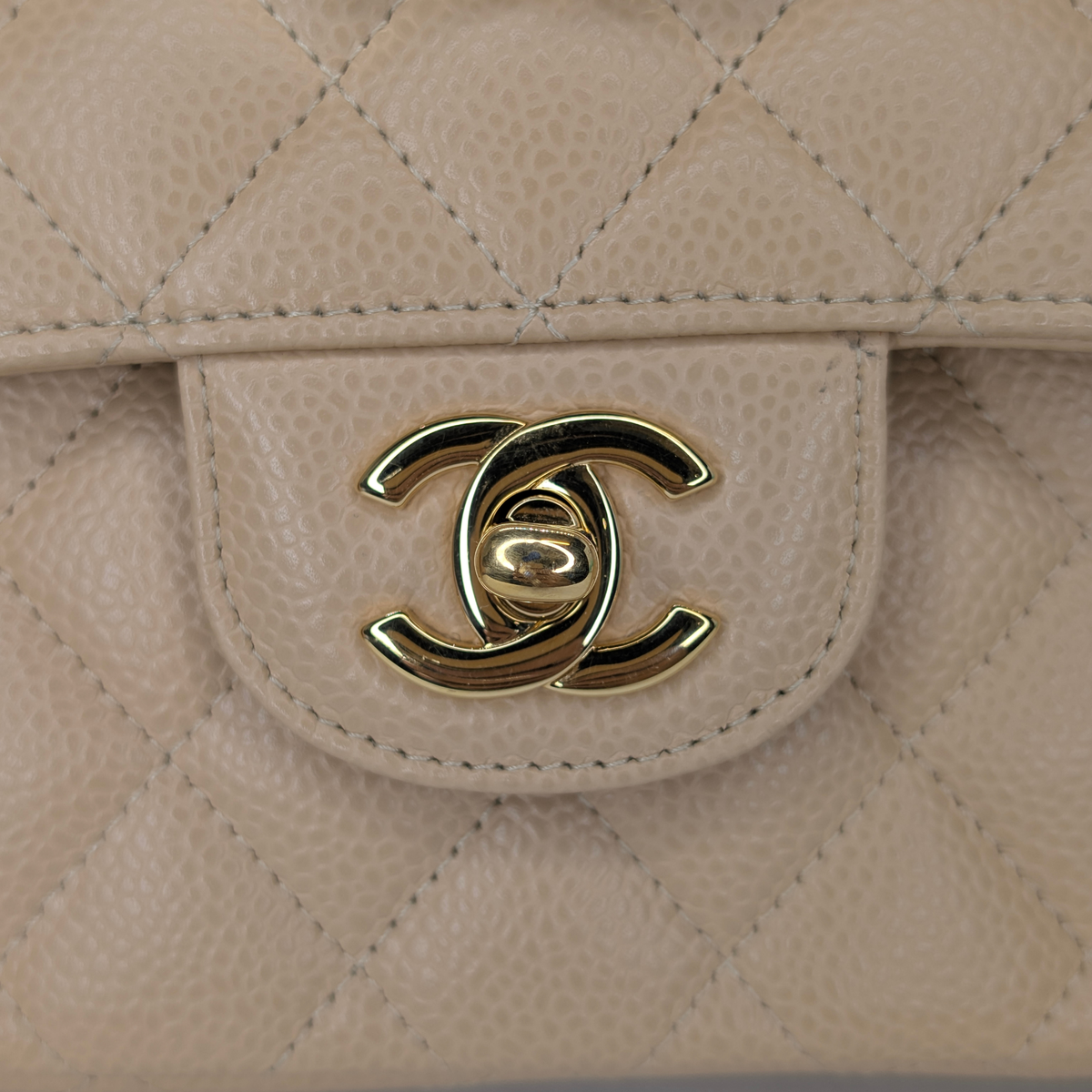 Chanel Classic Flap Small Caviar 2022 Microchip Shoulder Bag Beige