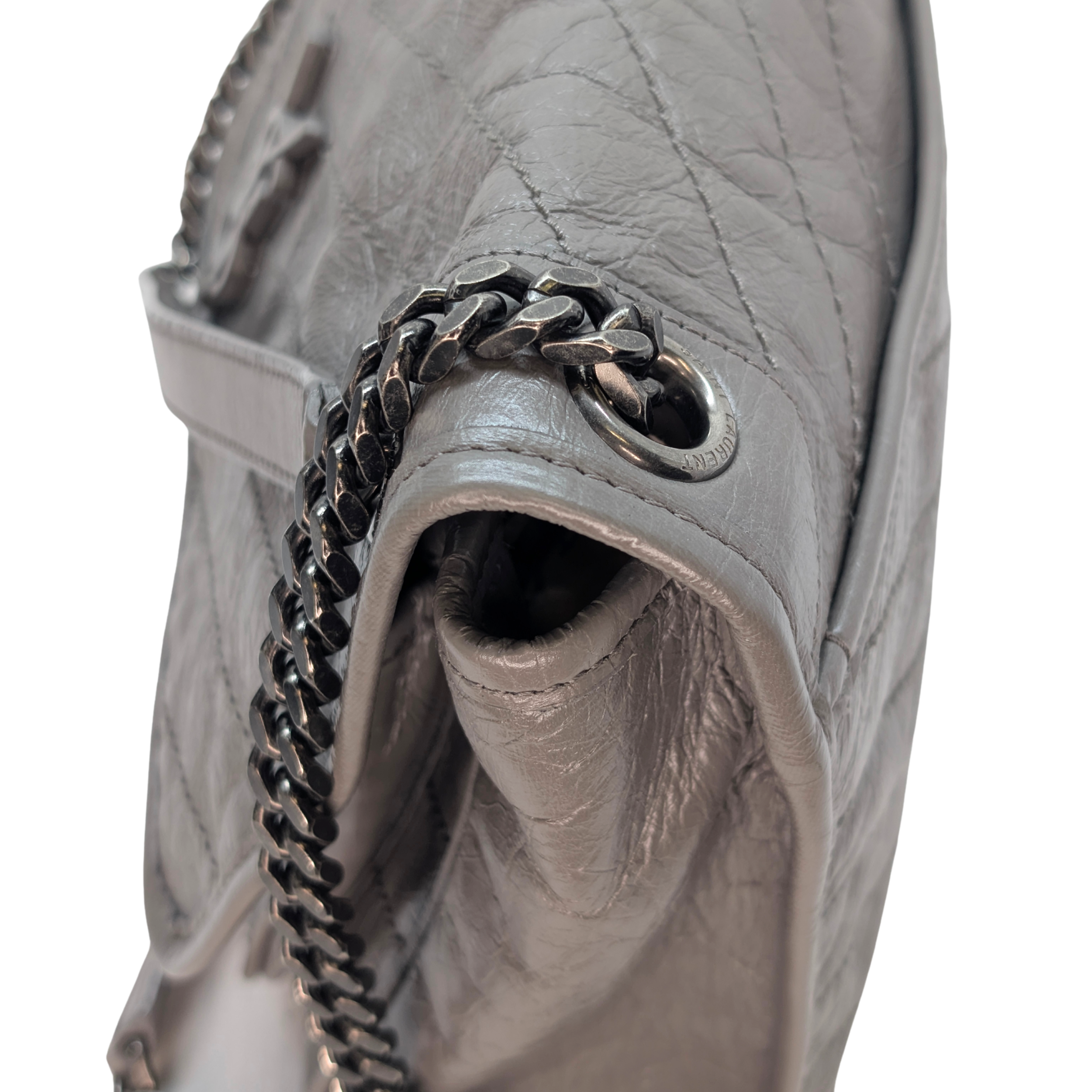 Saint Laurent Crinkled Calfskin Matelasse Monogram Medium Niki Bag