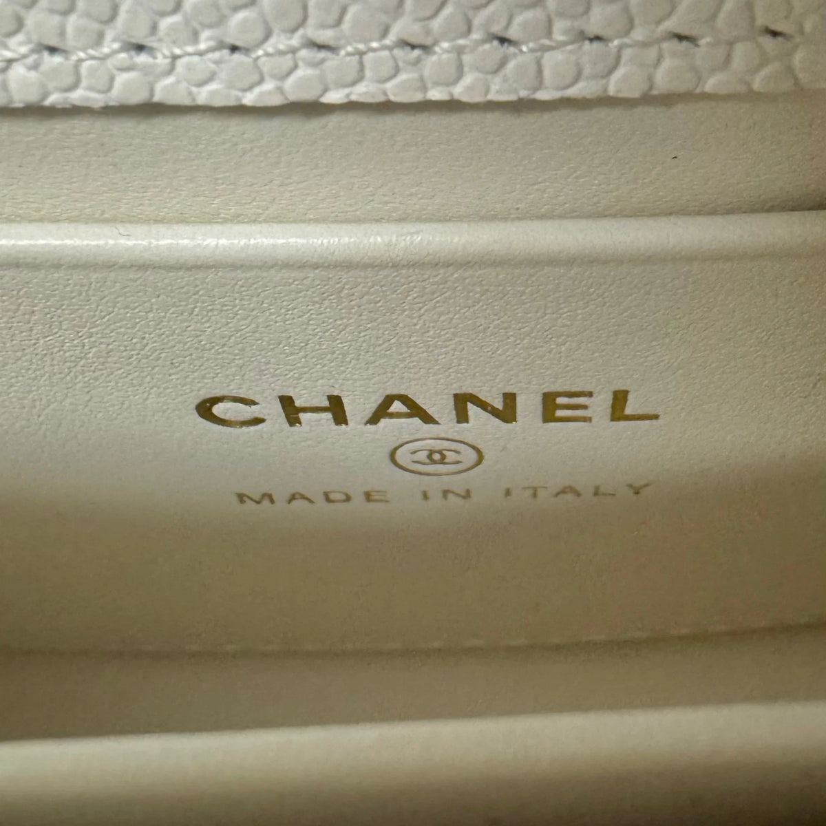 Chanel Micro Coco Handle Bag in White Caviar Leather - Lost Designer