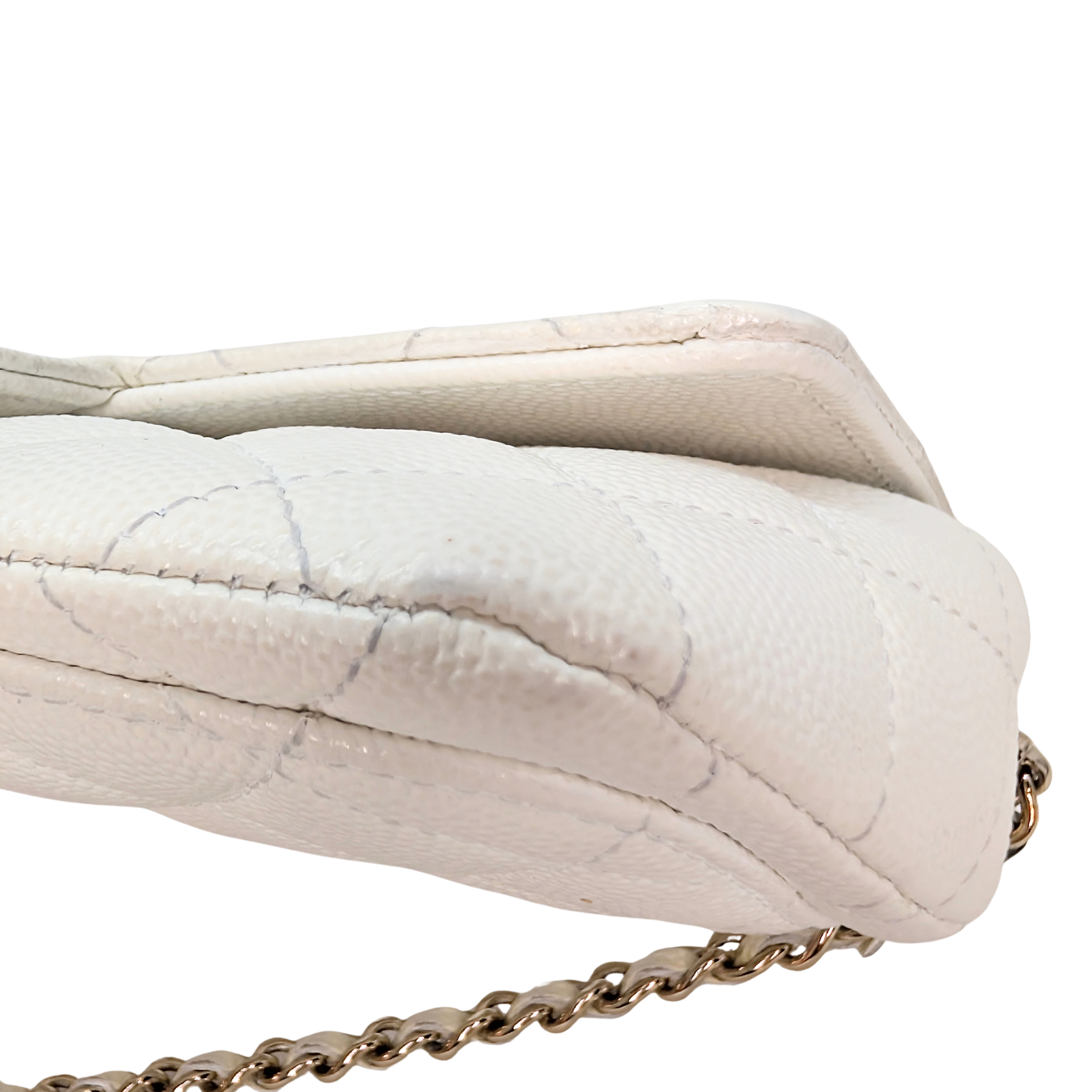 Chanel Quilted Caviar Sunglasses Case Bag White