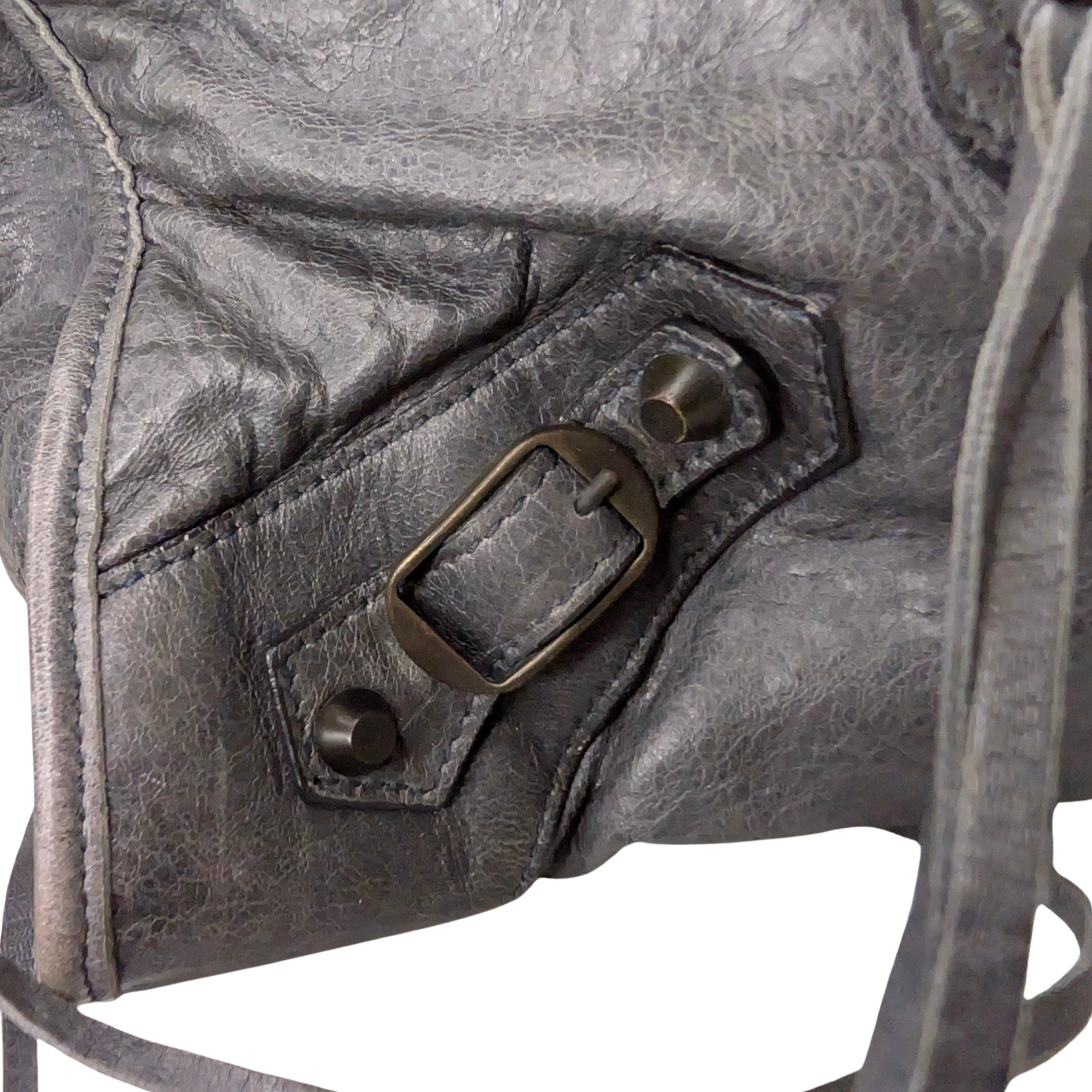 حقيبة كتف Balenciaga Motorcycle City رمادية