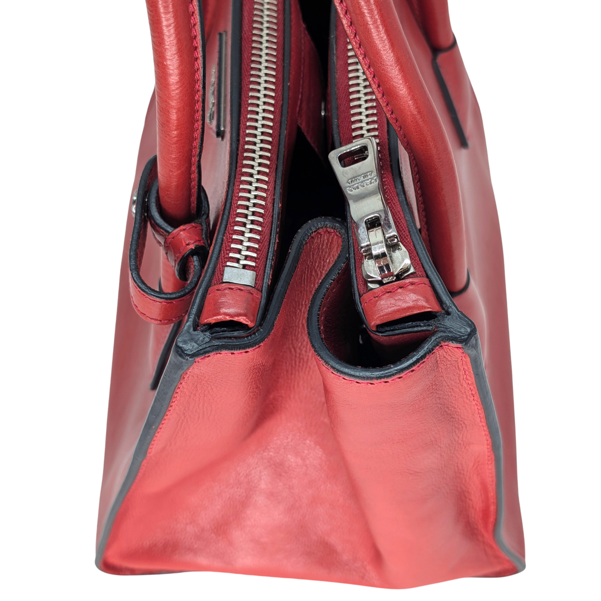 Prada Glace Calf Leather Twin Pocket Double Handle Tote Red