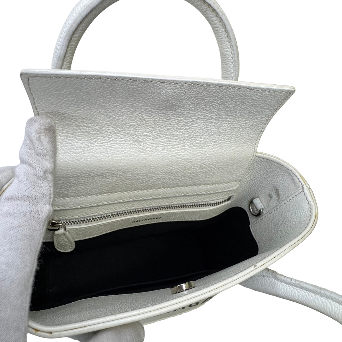 Balenciaga Ville XXS Shoulder Leather Bag w Strap White - Lost Designer