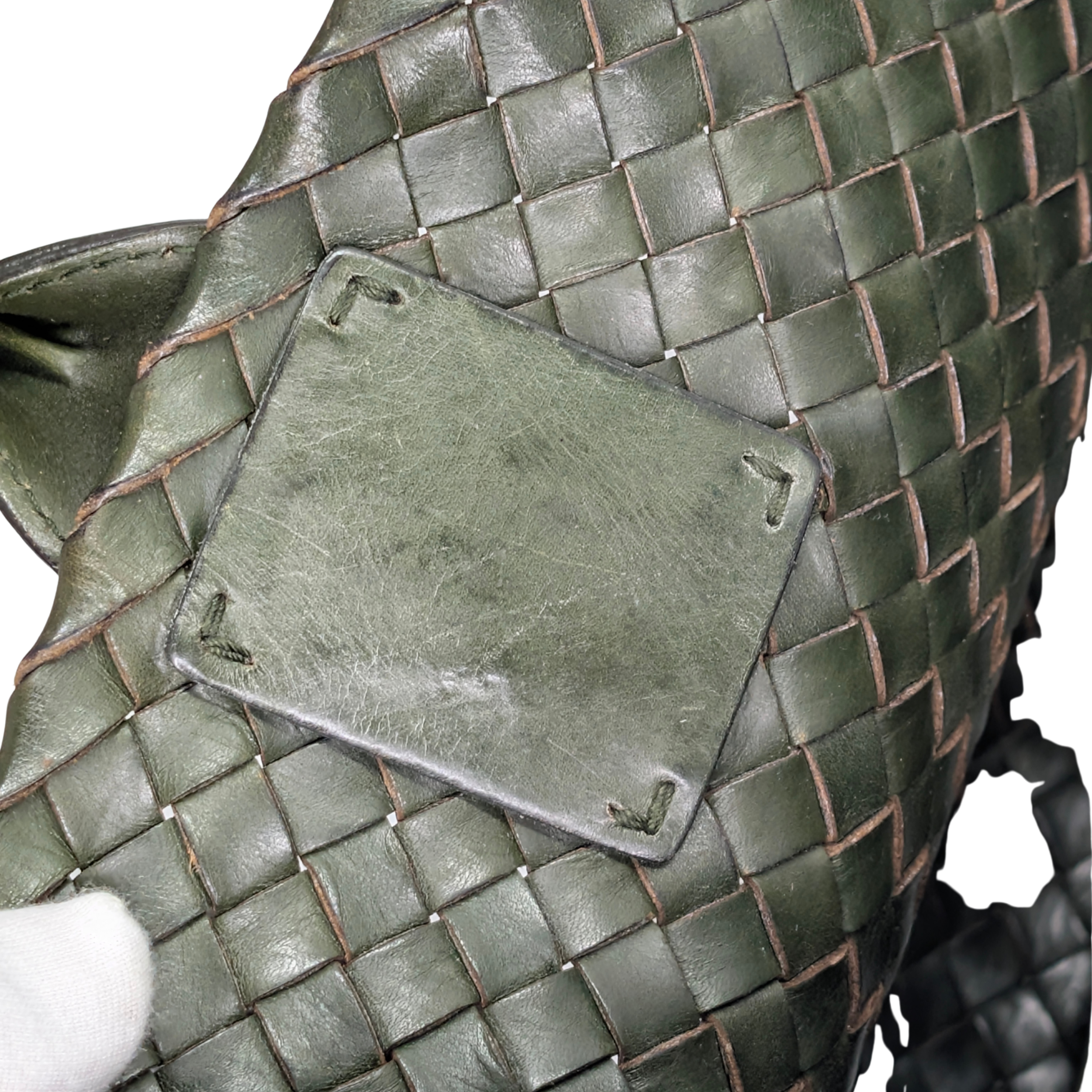 Bottega Veneta Intrecciato Leather Large Cabat Tote Bag Dark Olive Green