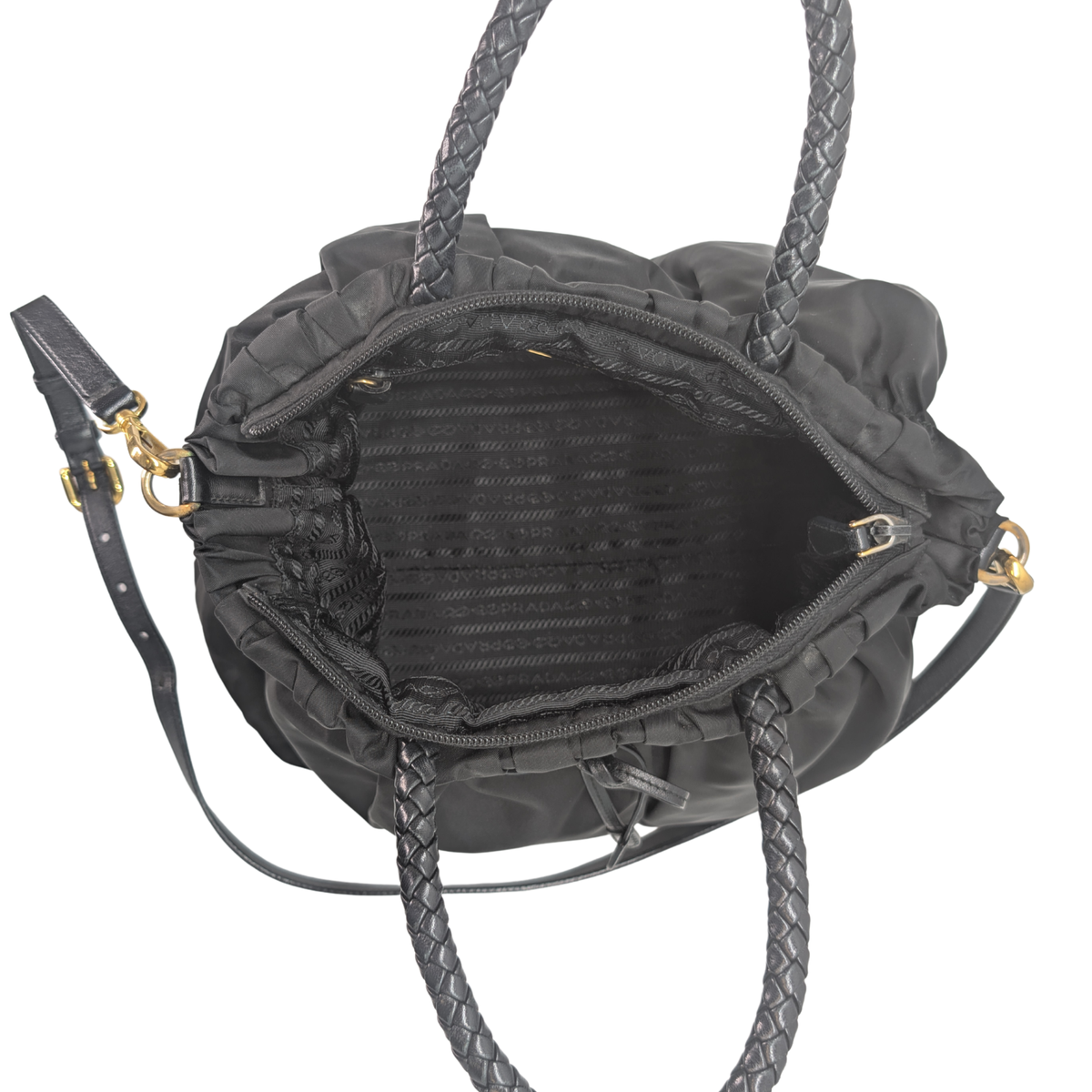 Black Prada Nylon Tessuto Top Handle Crossbody/Shoulder Bag