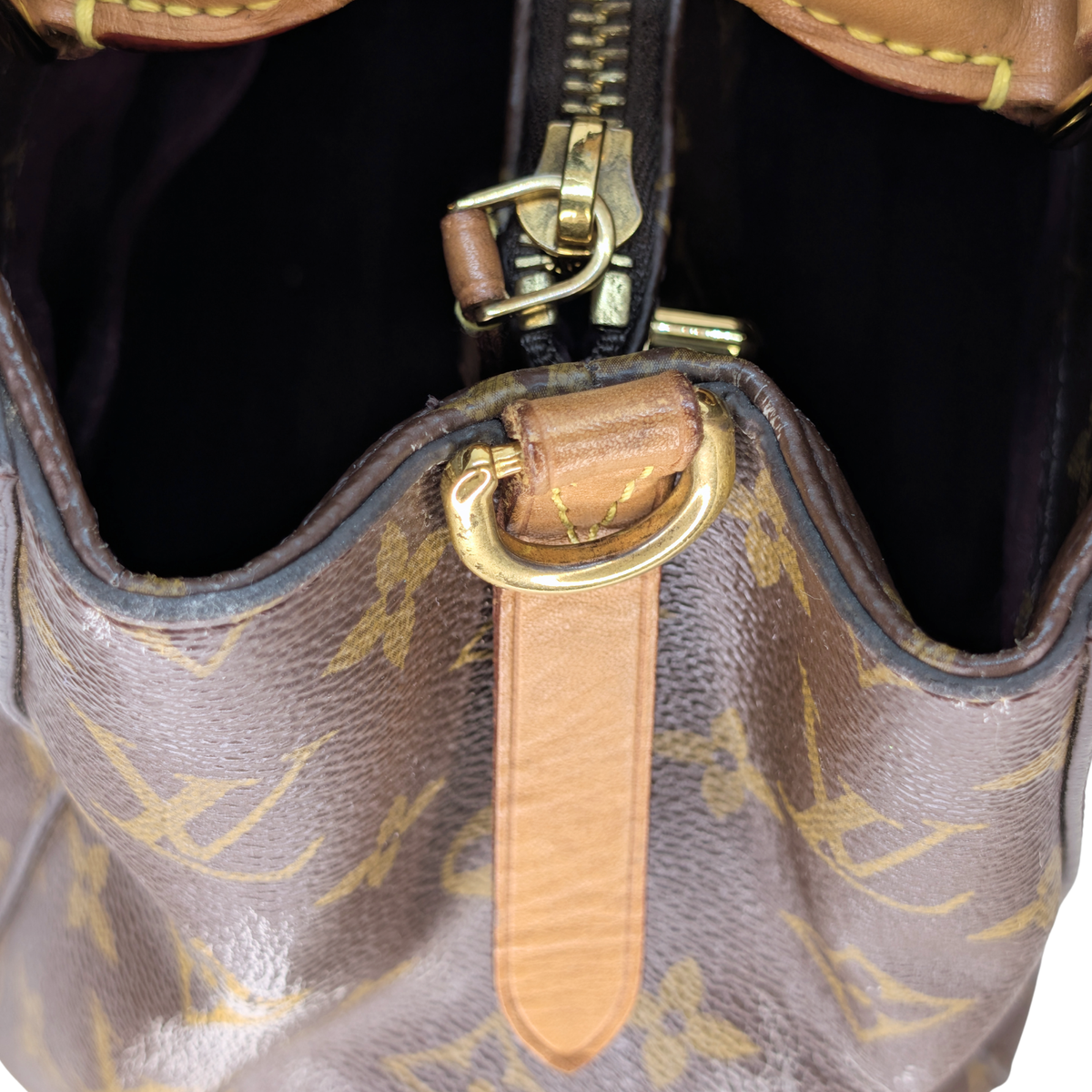 Louis Vuitton Monogram Montaigne MM Handbag Shoulder Bag Brown