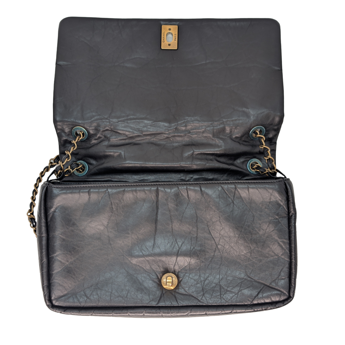 Chanel Pondicherry Flap Medium Handbag Leather Black