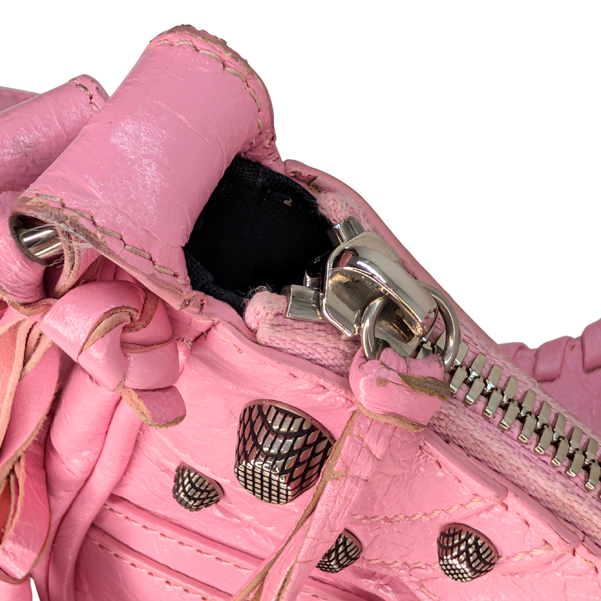 Balenciaga Leather Le Cagole Shoulder Bag XS Pink