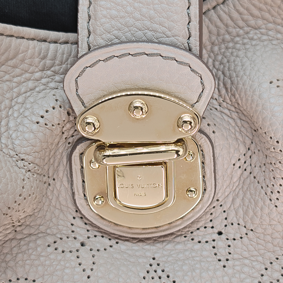 Louis Vuitton Mahina Beige L Hobo Bag Beige