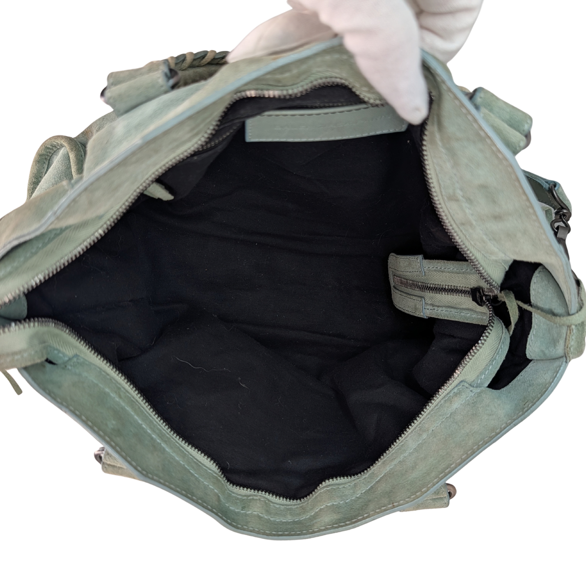 Balenciaga Motorcycle City Bag Suede Leather Pastel Green