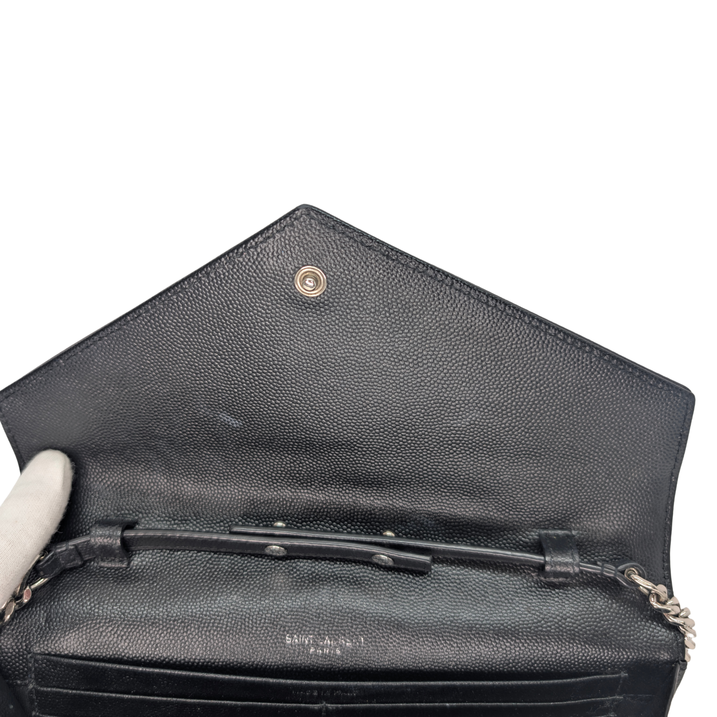Saint Laurent Cassandra Envelope Wallet on Chain Black