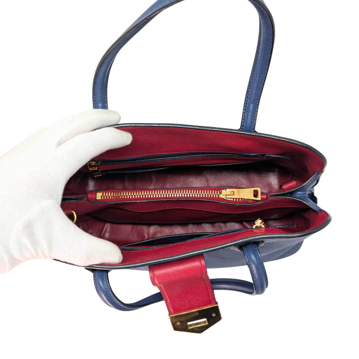 Prada Saffiano Cuir Tote Bag Navy Blue