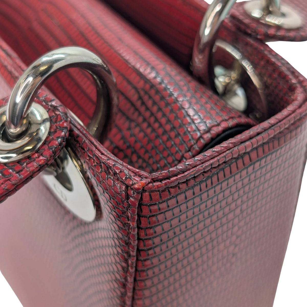 Christian Dior Mini Lady Dior Lizard Burgundy - Lost Designer