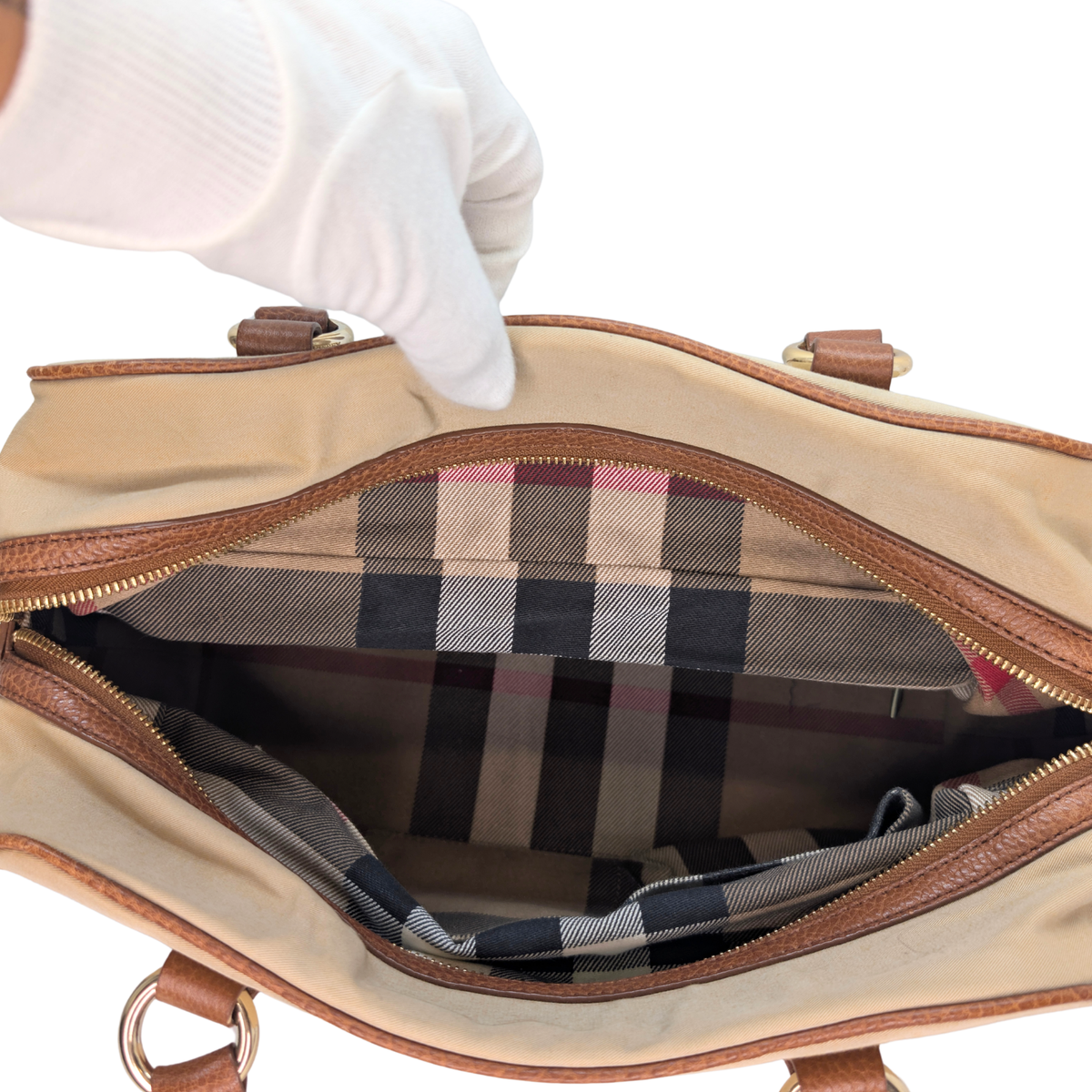 حقيبة كتف بولينج من Burberry من الكانفاس المطرز والجلد