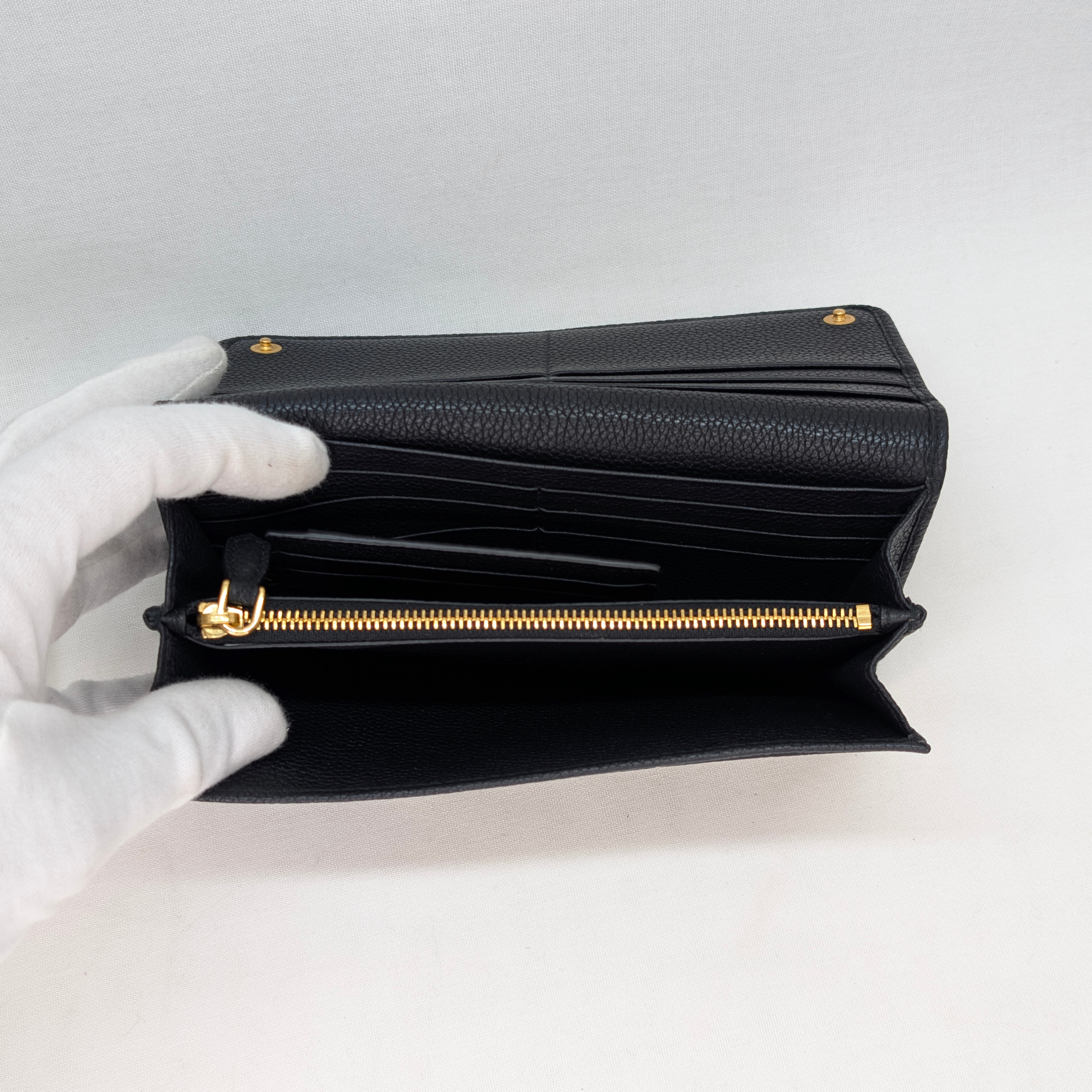 Prada Vitello Grain Nero Long Wallet