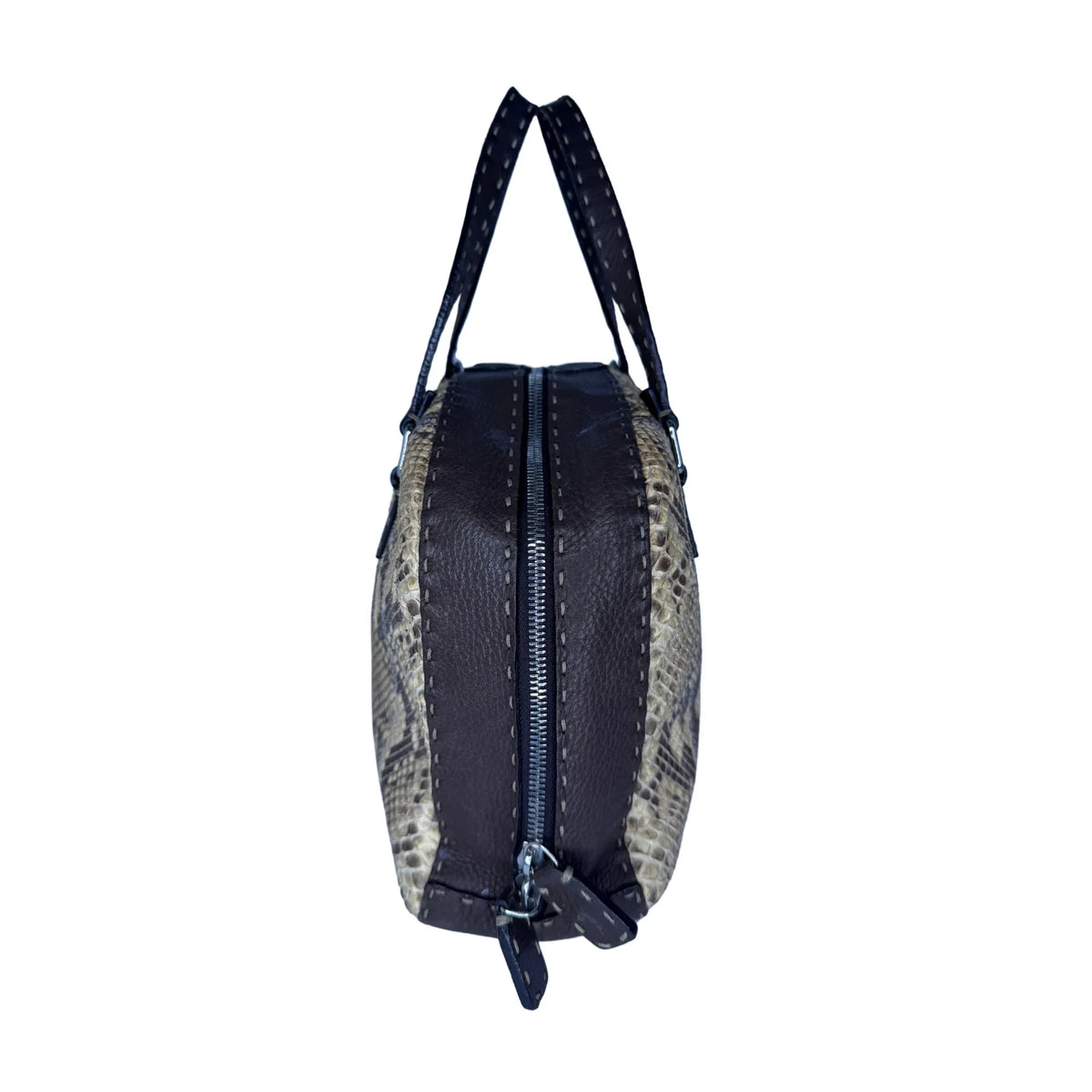 Fendi Selleria Snakeskin Leather Shoulder Bag - Lost Designer