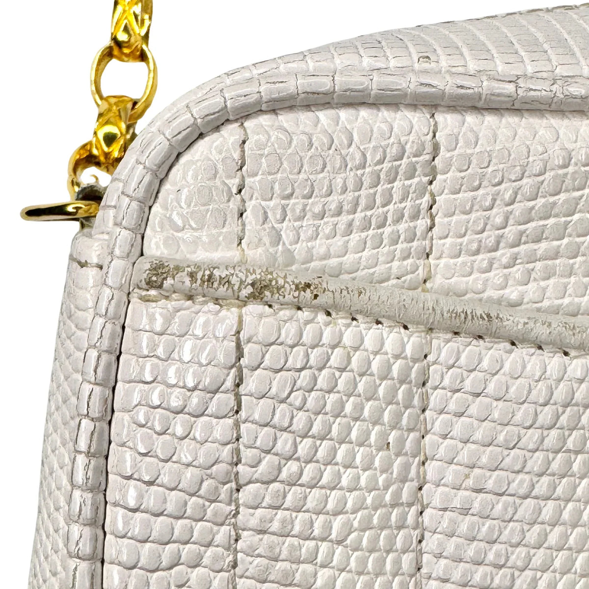 Chanel Vintage White Lizard Tassel Camera Crossbody Bag - Lost Designer
