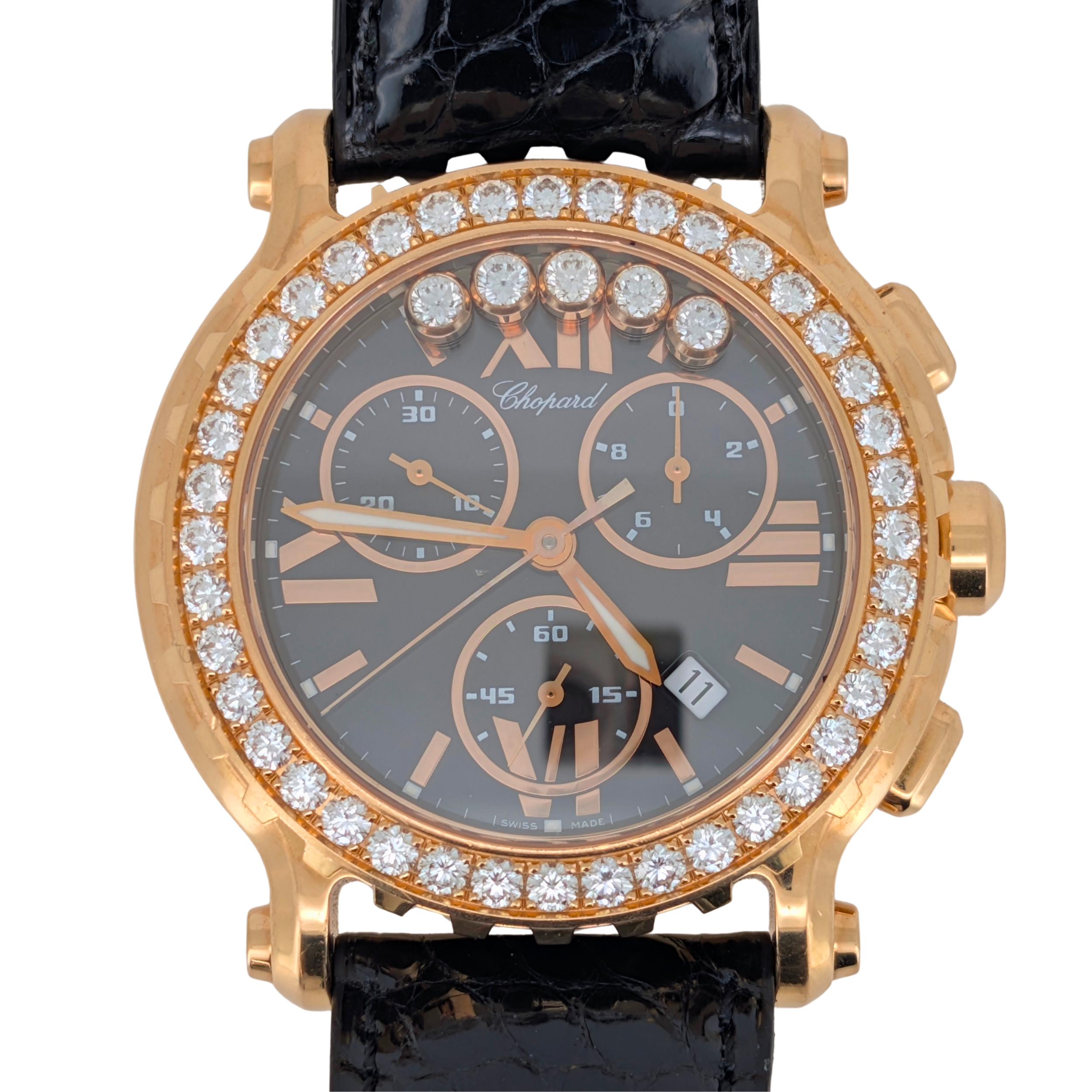 Chopard Happy Sport Chronograph 18k Rose Gold 42mm Watch 283583-5004