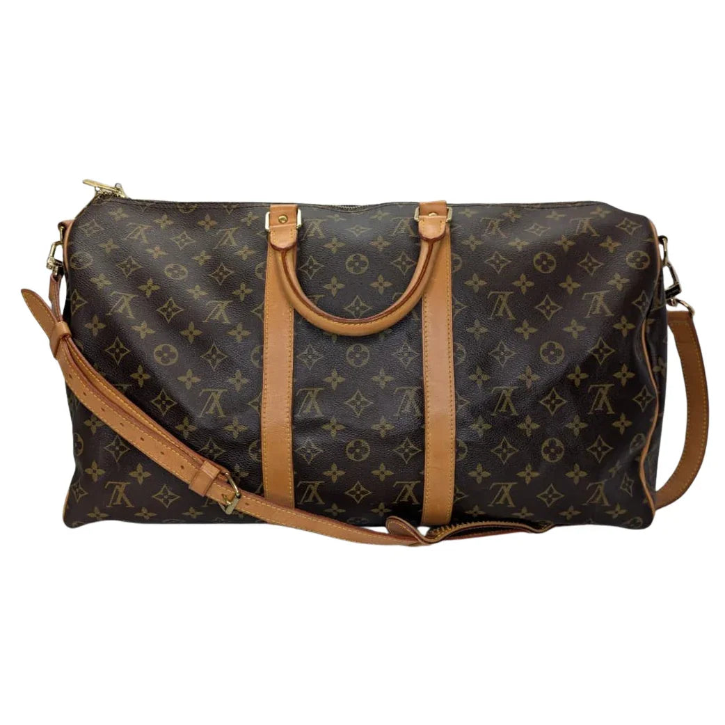 Louis Vuitton Monogram Keepall Bandoulière 50 Duffle Bag Brown - Lost Designer