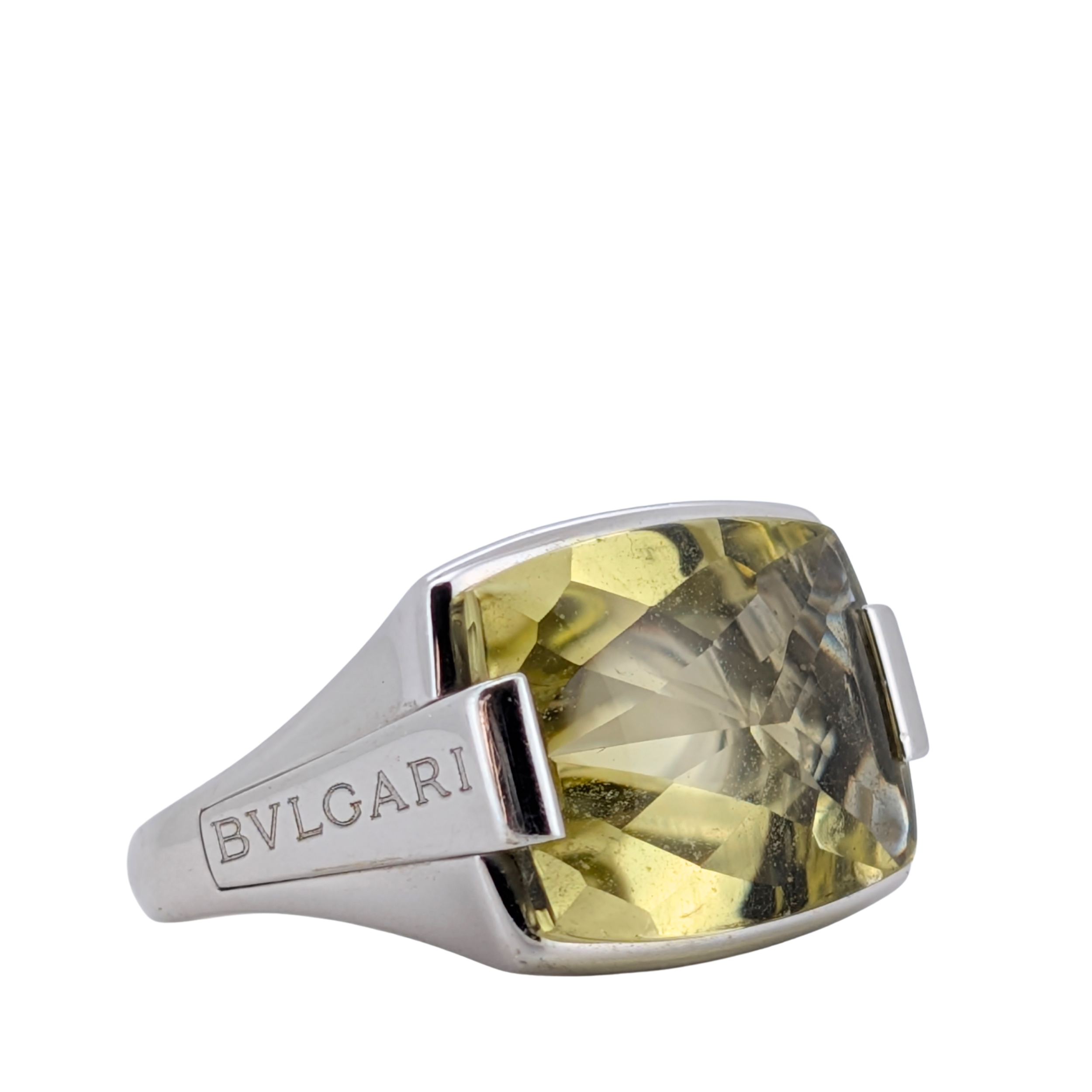 Bvlgari Metropolis Yellow Quartz Ring In 18K White Gold