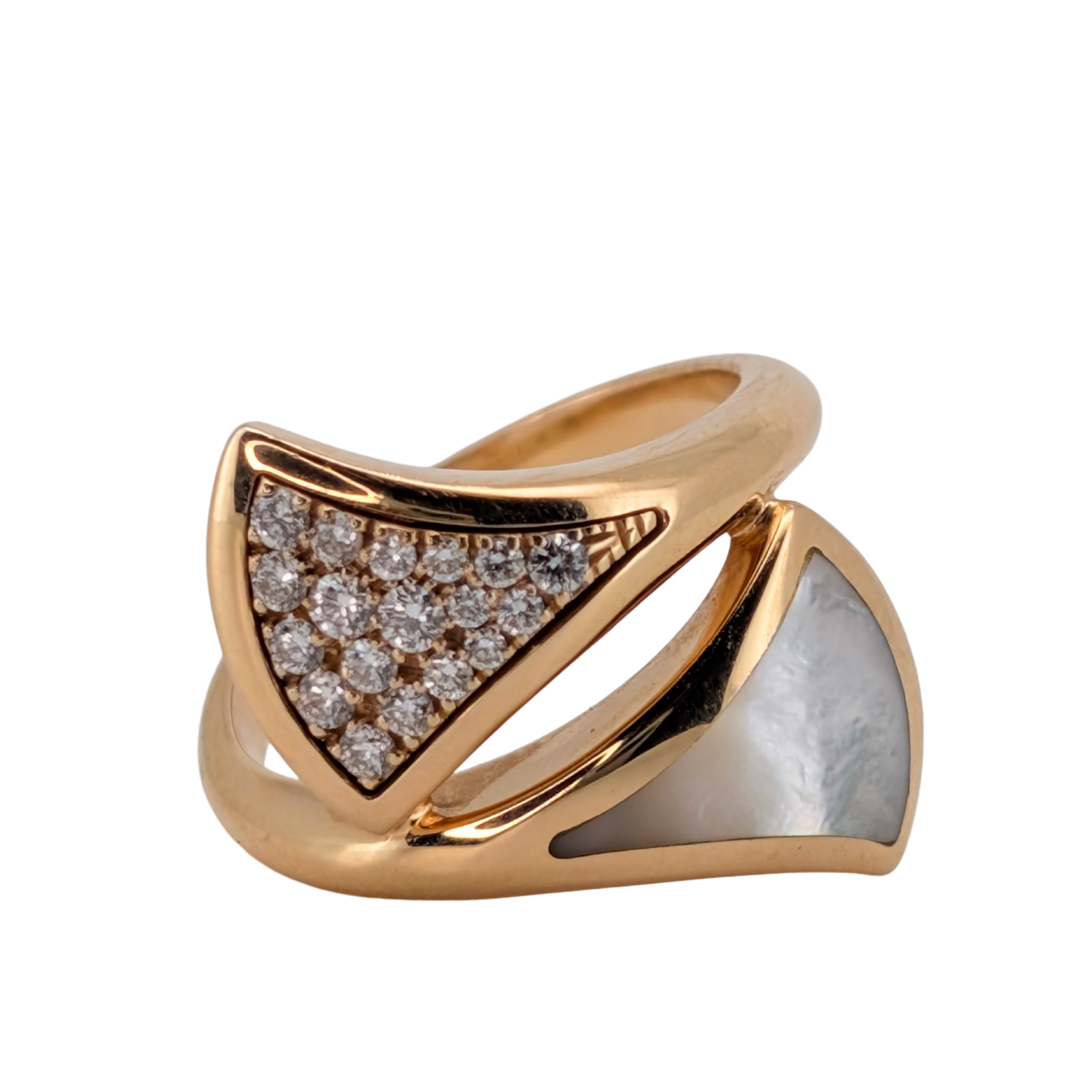 Bvlgari Divas’ Dream Large Model Ring 18K Rose Gold with Diamonds & Mother of Pearl