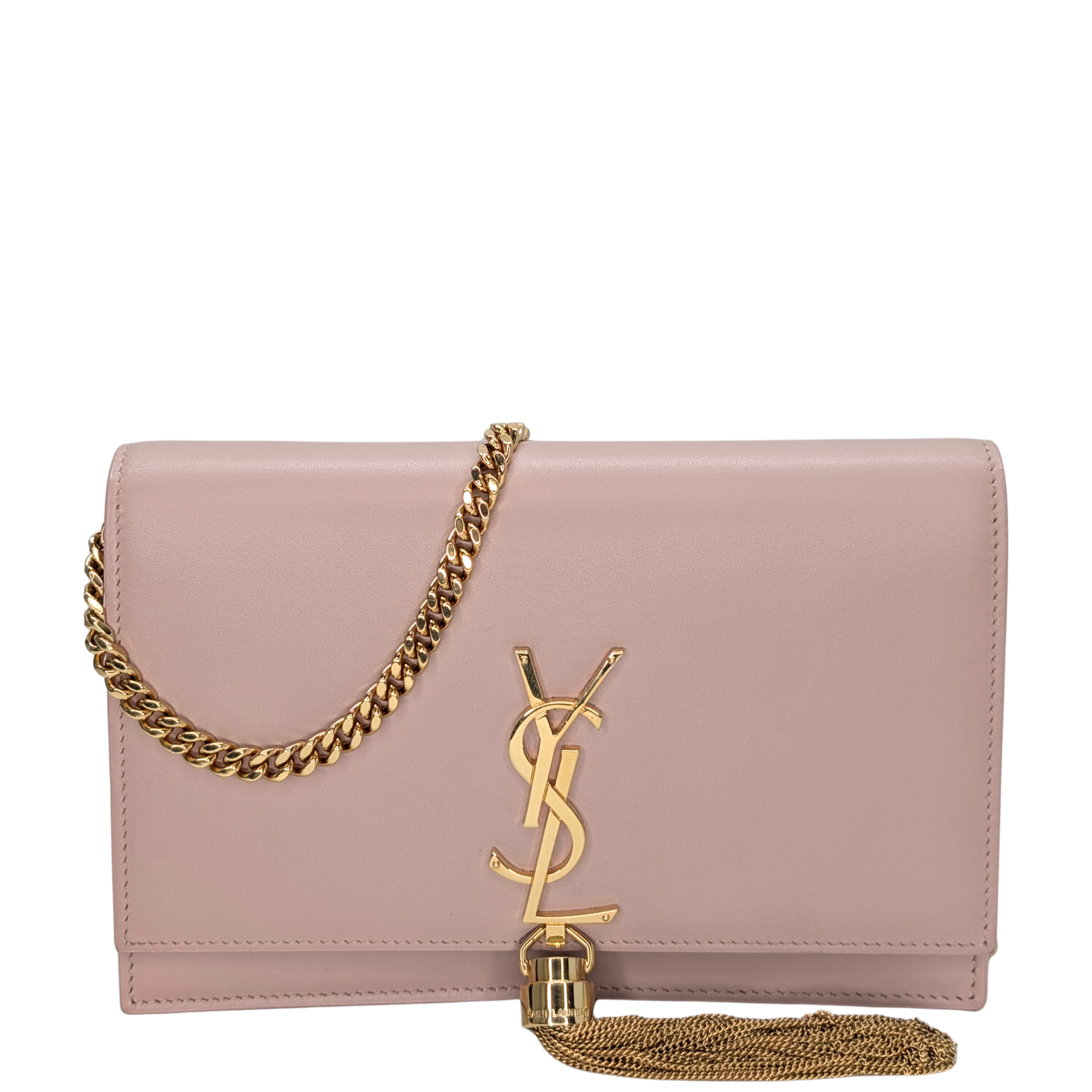 Saint Laurent Kate Tassel Wallet on Chain Pale Pink