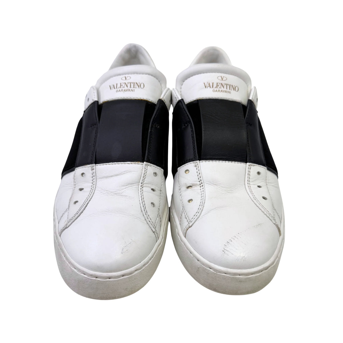 Valentino Open Slip On Sneaker White & Black Women's Size 38 - Lost Designer