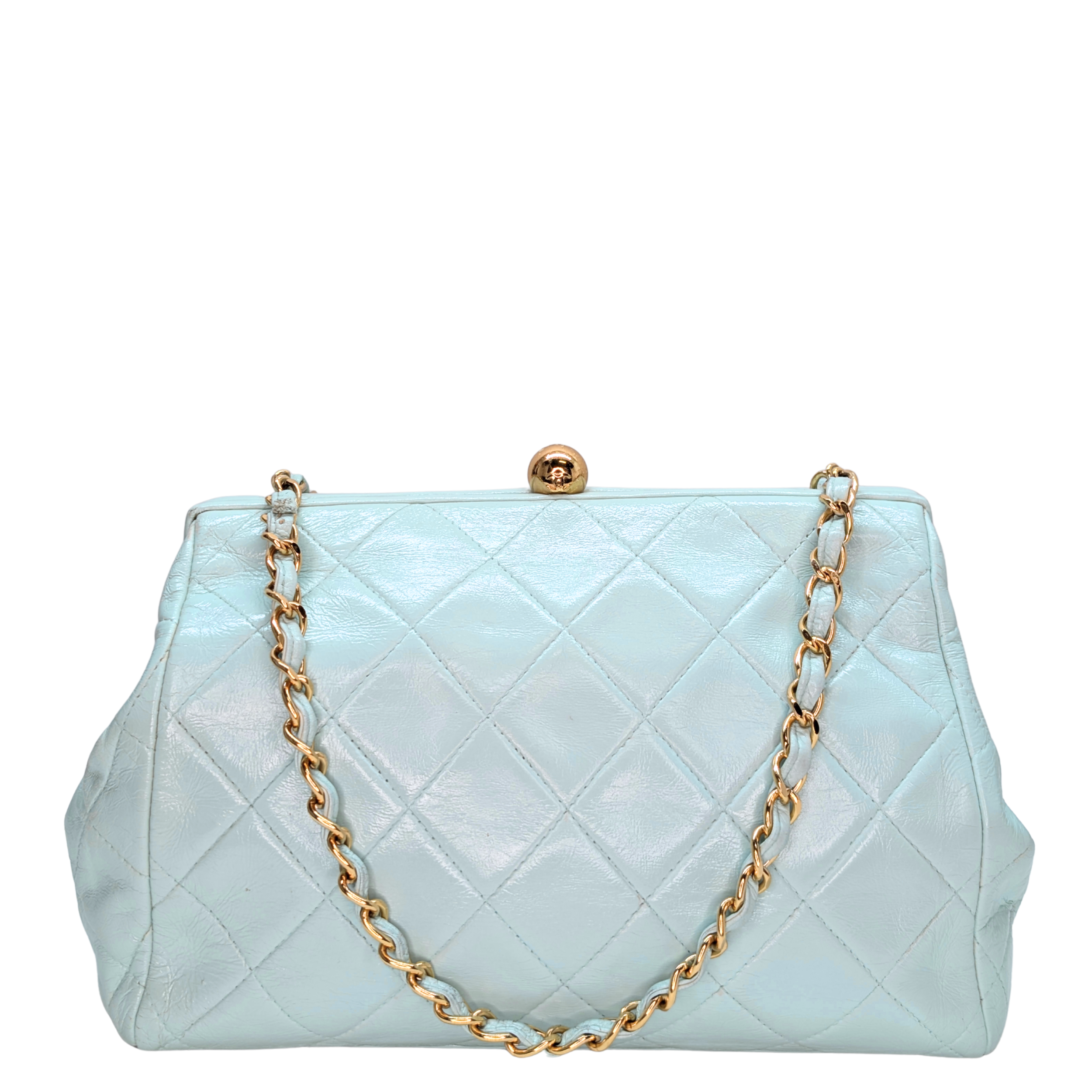 Chanel Vintage Kiss Lock Bag Baby Blue