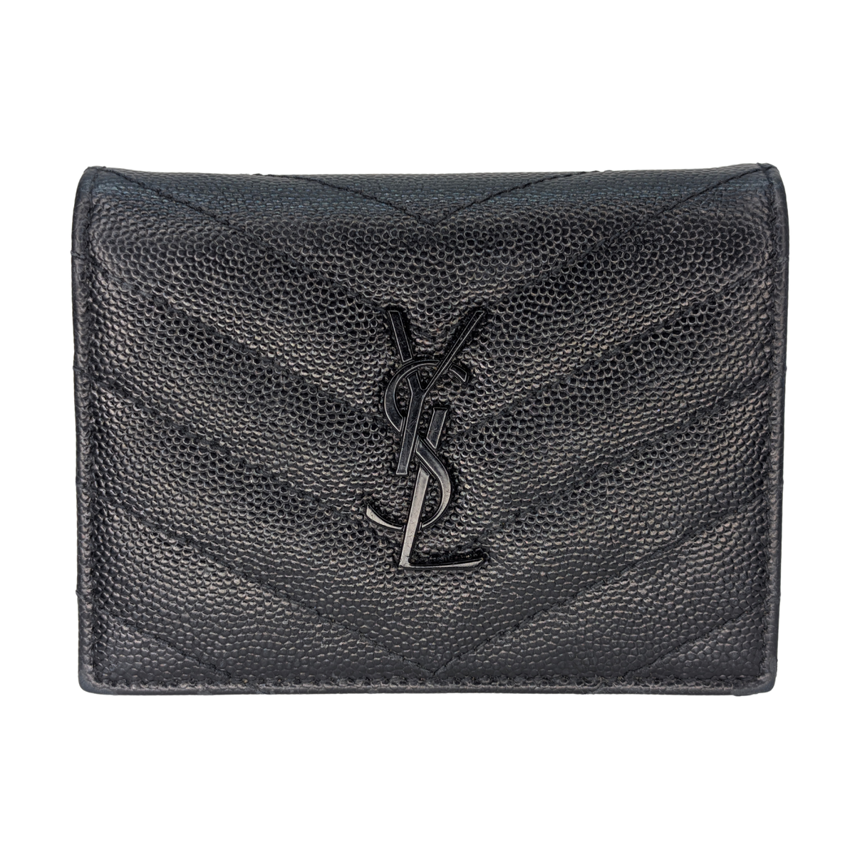 Saint Laurent Cassandre Metalasse Wallet Black