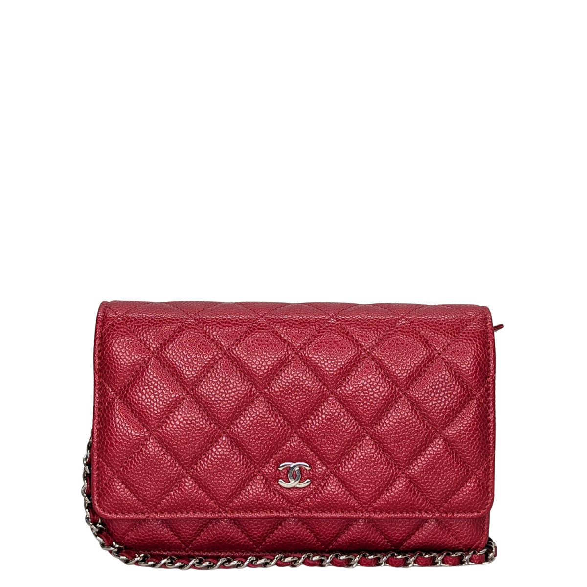 Chanel Caviar Wallet On Chain Red