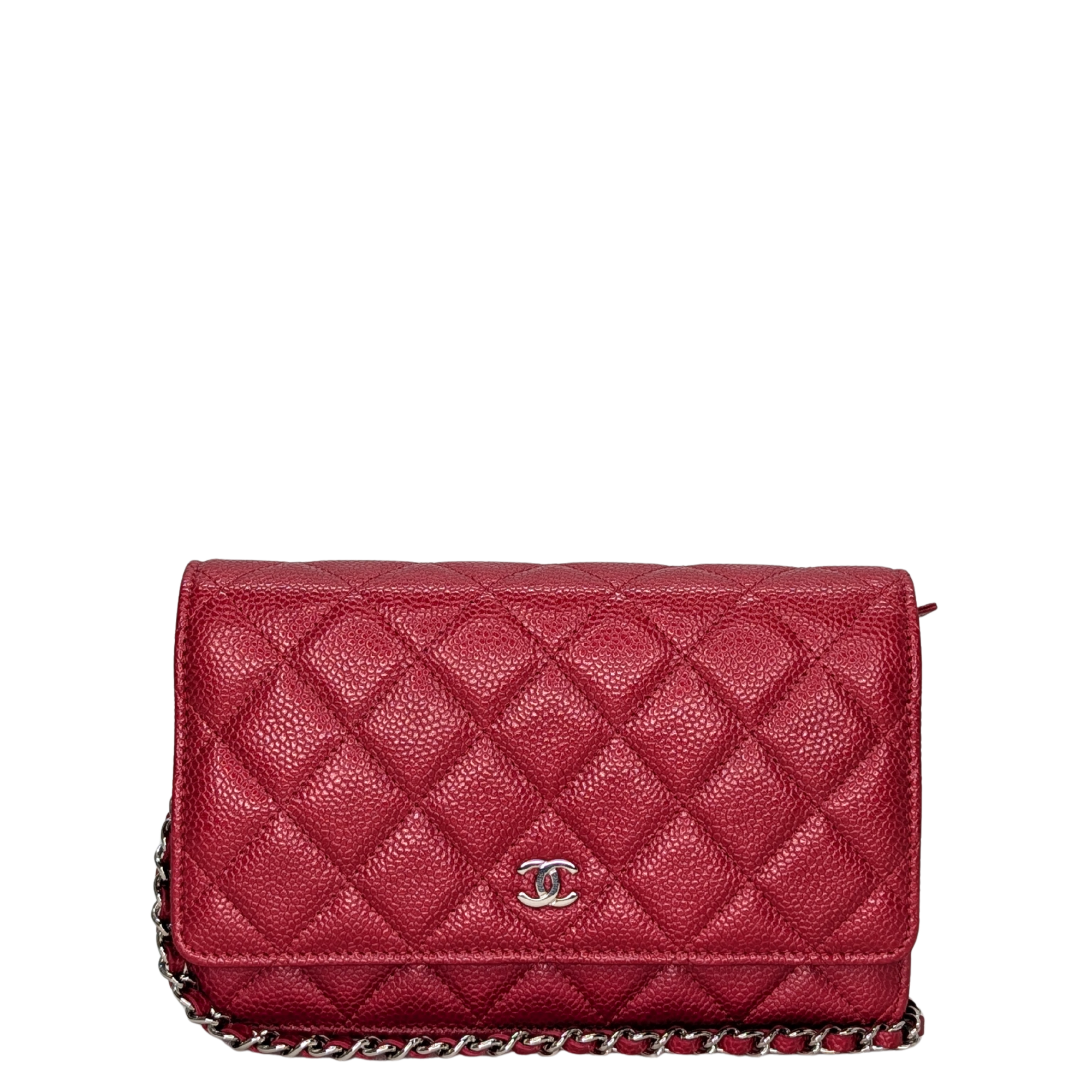 Chanel Caviar Wallet On Chain Red