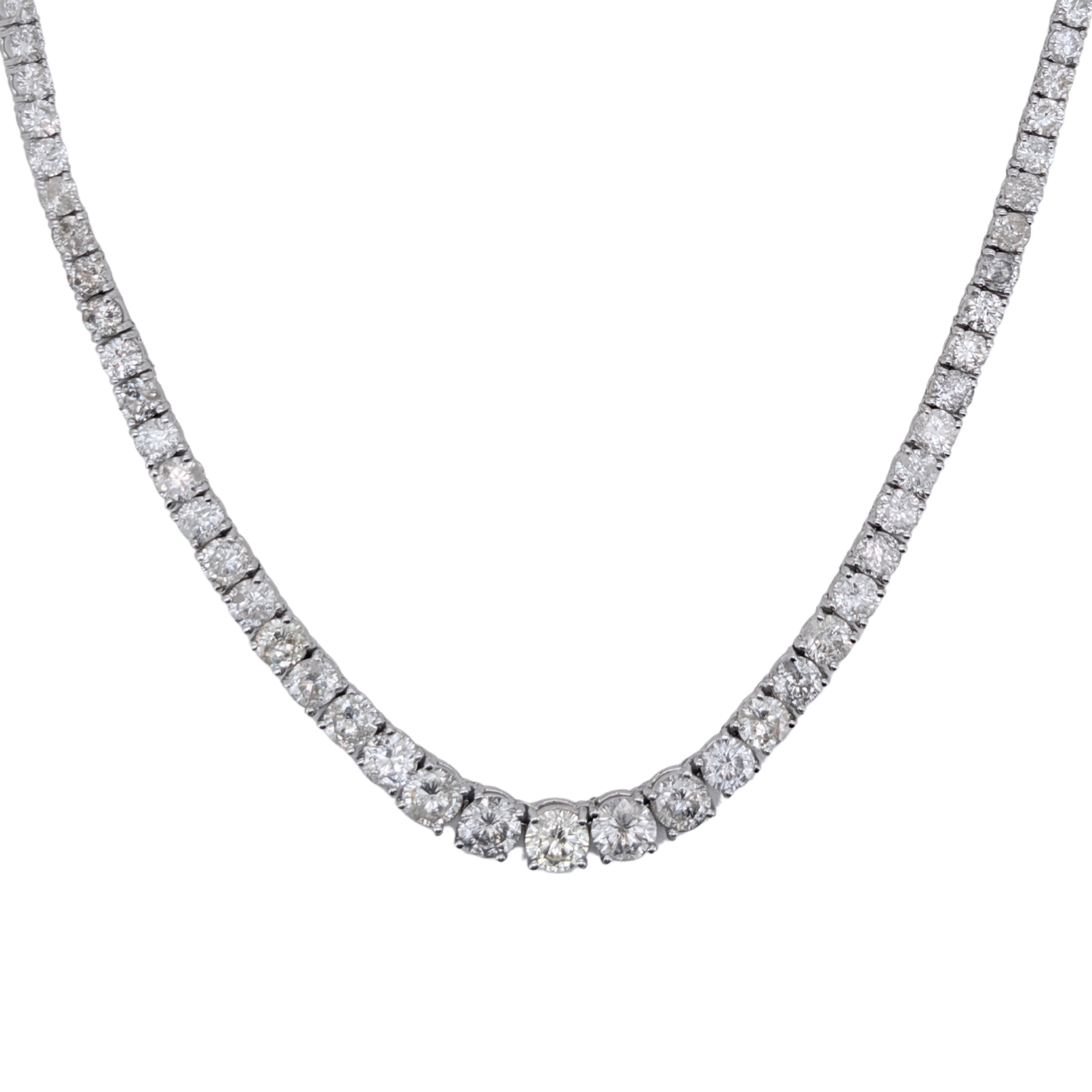20.0Ct Natural Brilliant Diamond Graduating Tennis Necklace Platinum