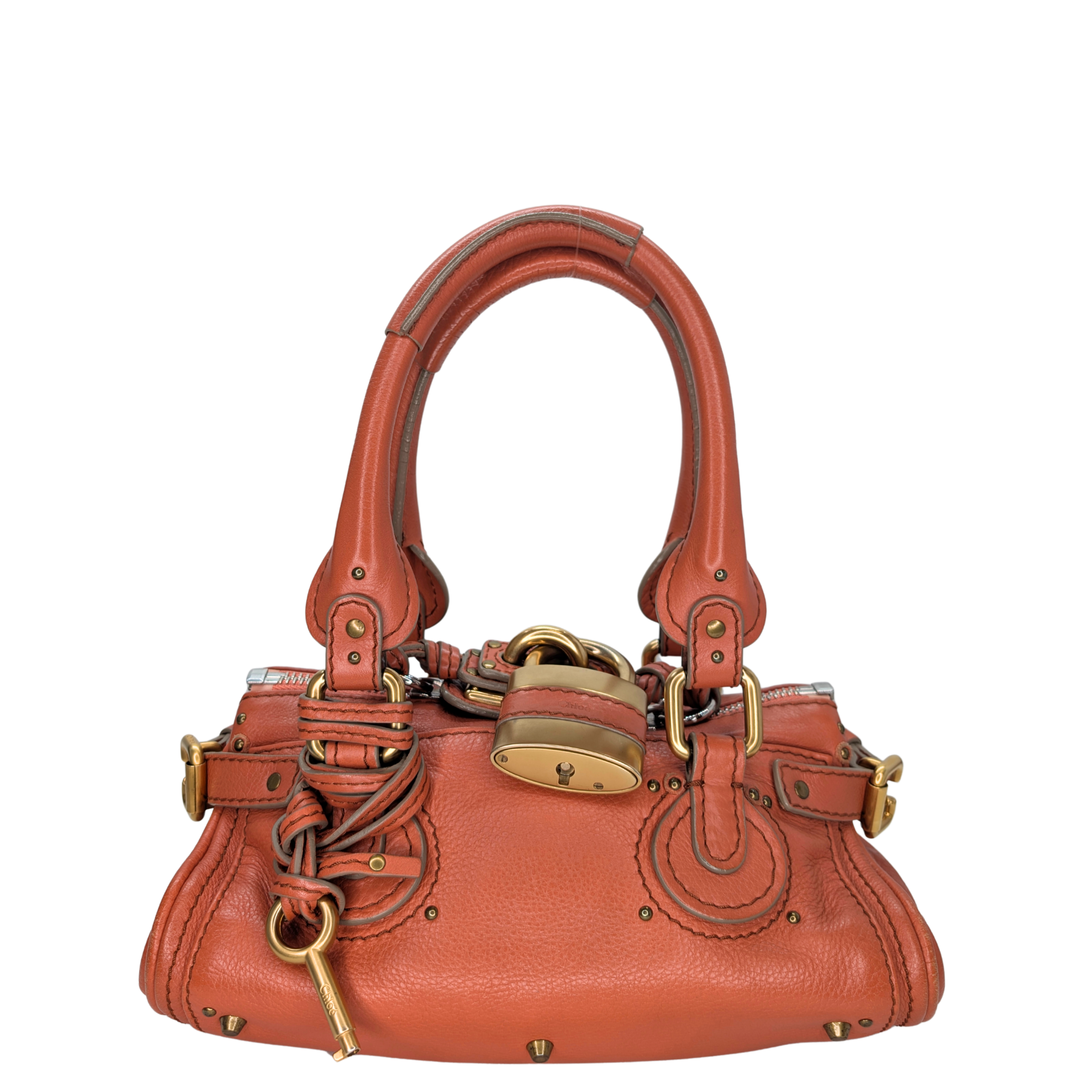 Chloe Paddington Mini Shoulder Bag Leather Coral
