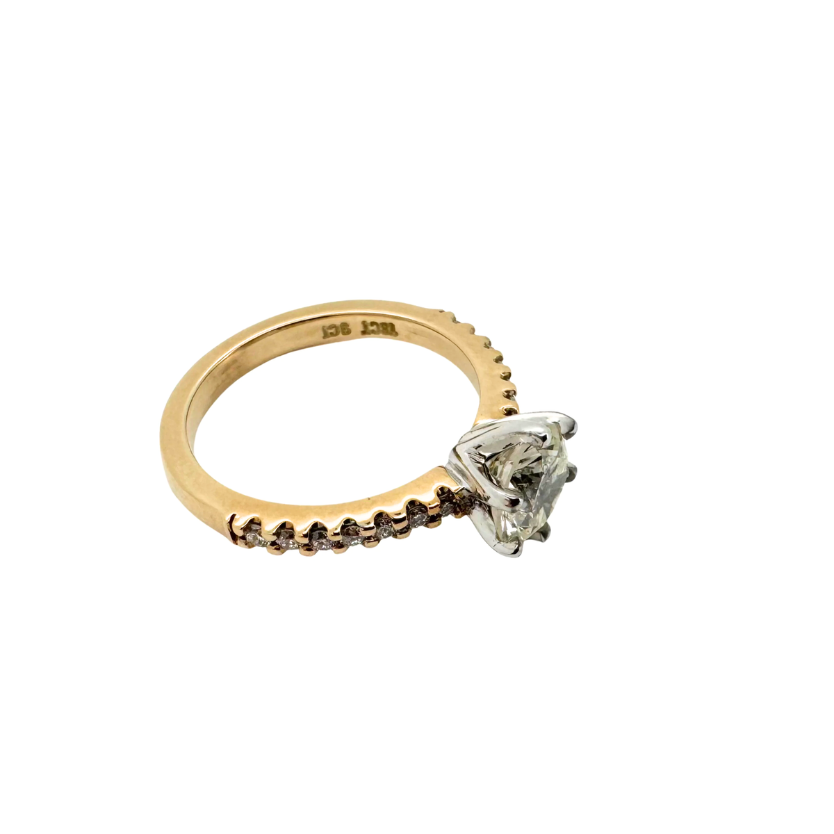 1.0ct Round Brilliant Natural Diamond on 9ct/18ct Gold Ring K½