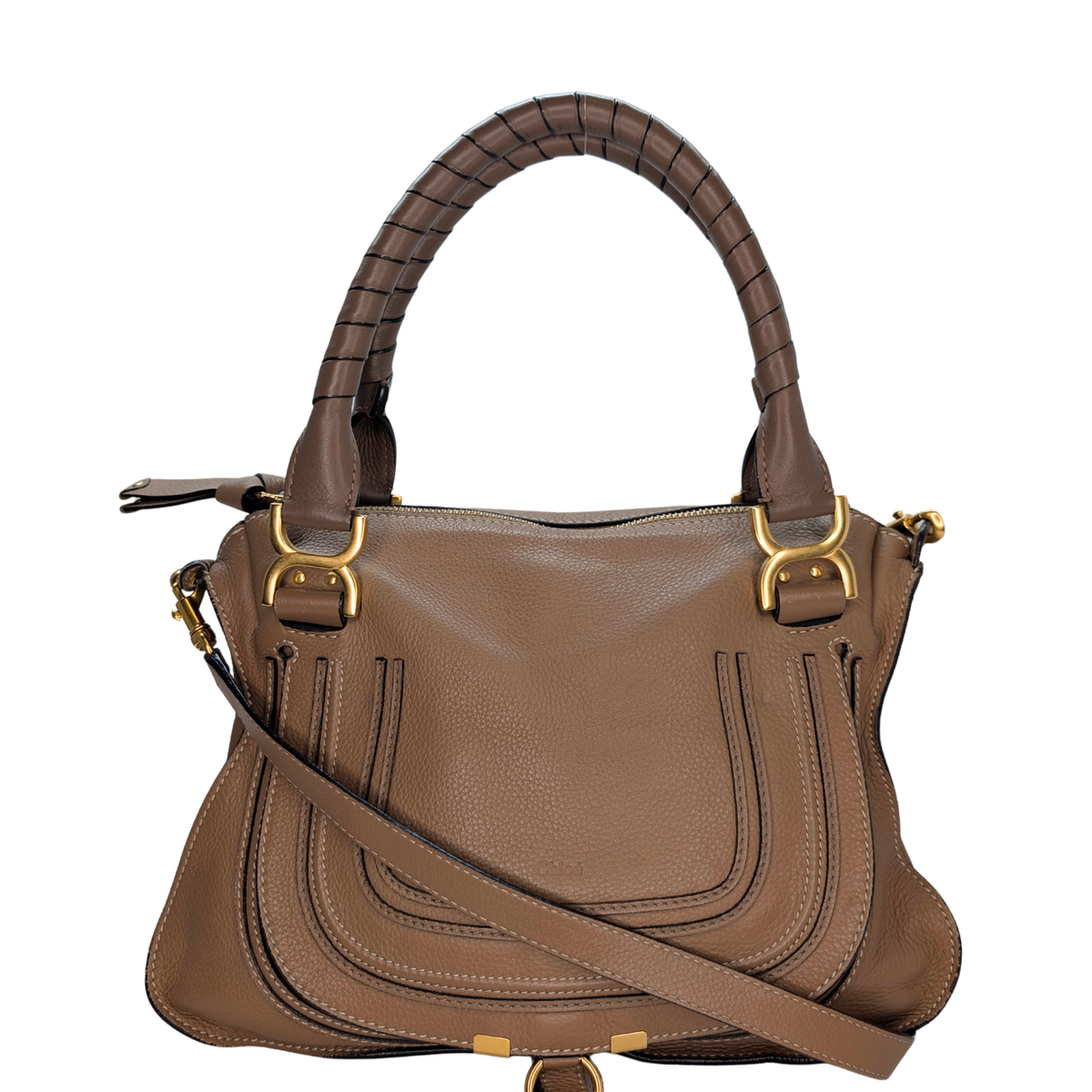 Chloe Marcie Medium Satchel Crossbody Bag Brown