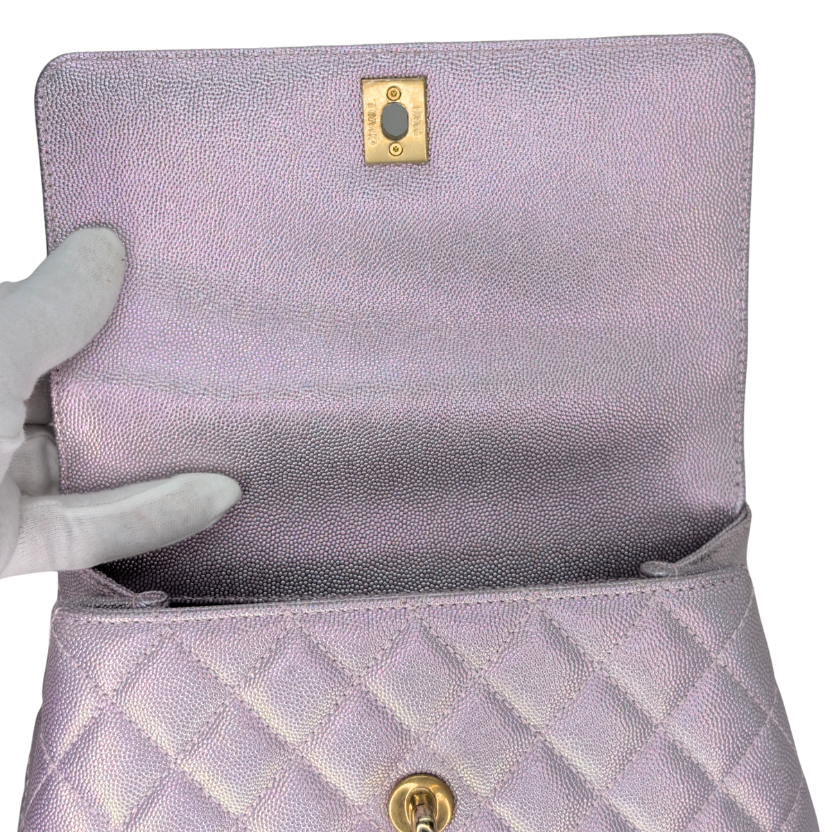 Chanel Coco Handle Small Caviar Iridescent Purple Bag