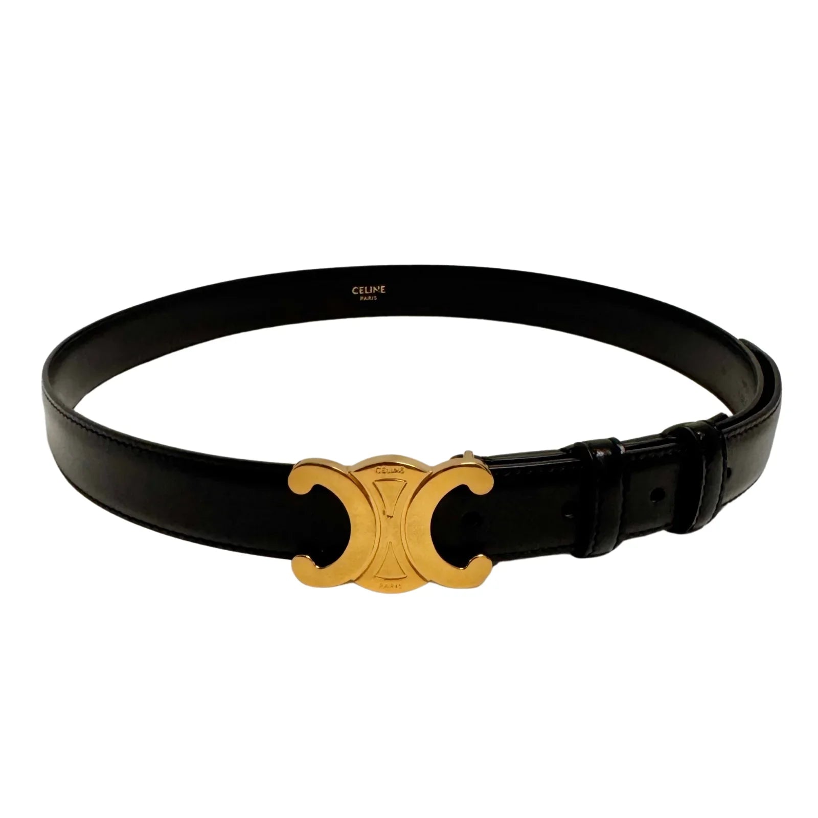 Celine Triomphe Leather Belt Black - Lost Designer