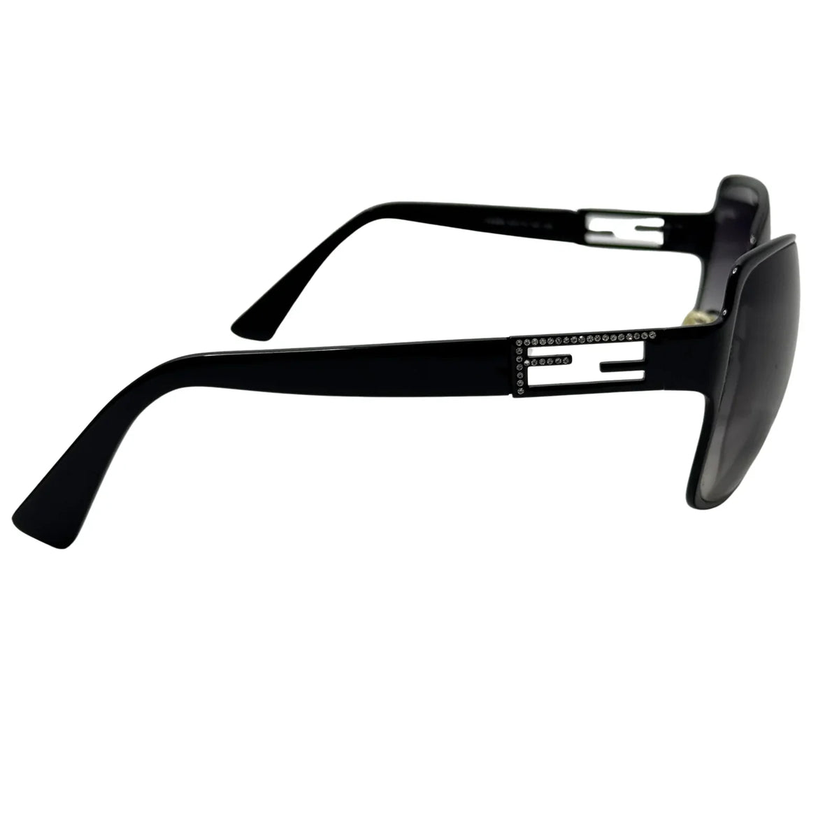 Fendi Black Rhinestone Angular Frame Sunglasses - Lost Designer