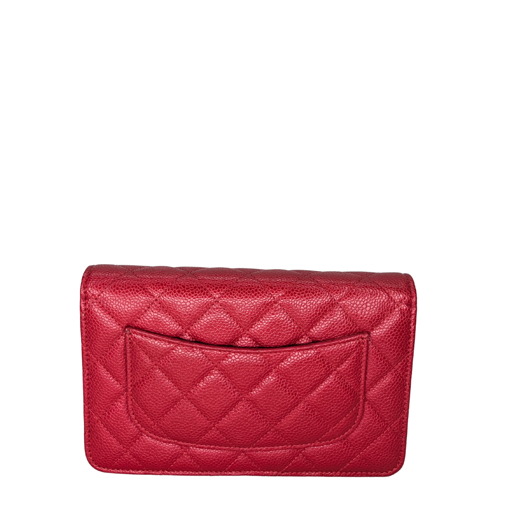 Chanel Caviar Wallet On Chain Red