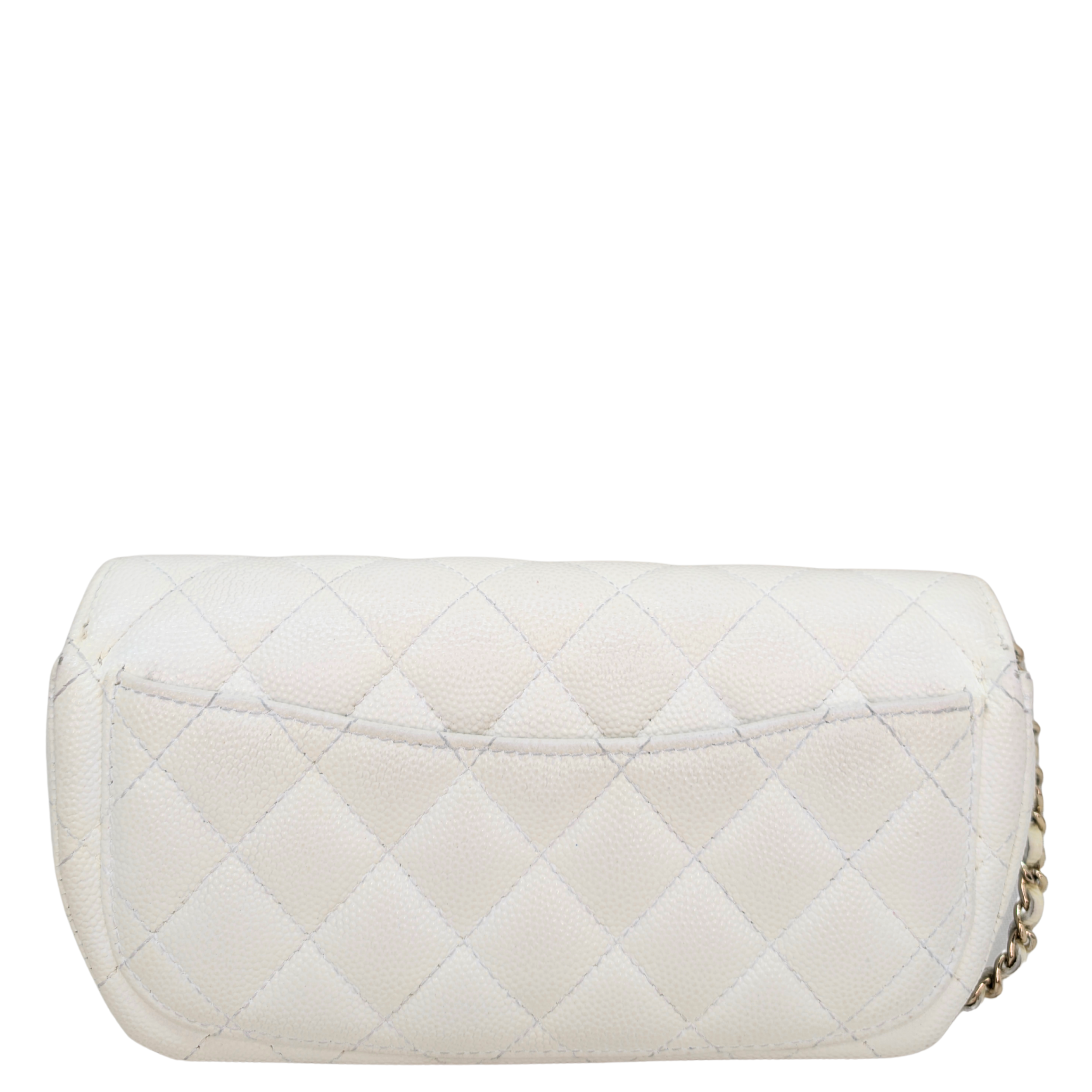 Chanel Quilted Caviar Sunglasses Case Bag White