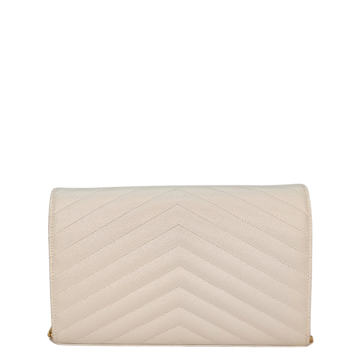 Saint Laurent Cassandre Envelope Chain Wallet Blanc White