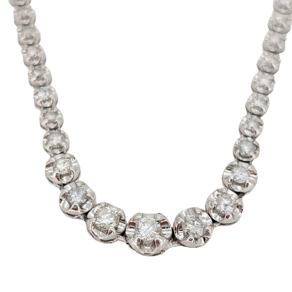 3.00Ct Natural Diamond Tennis Necklace on Platinum