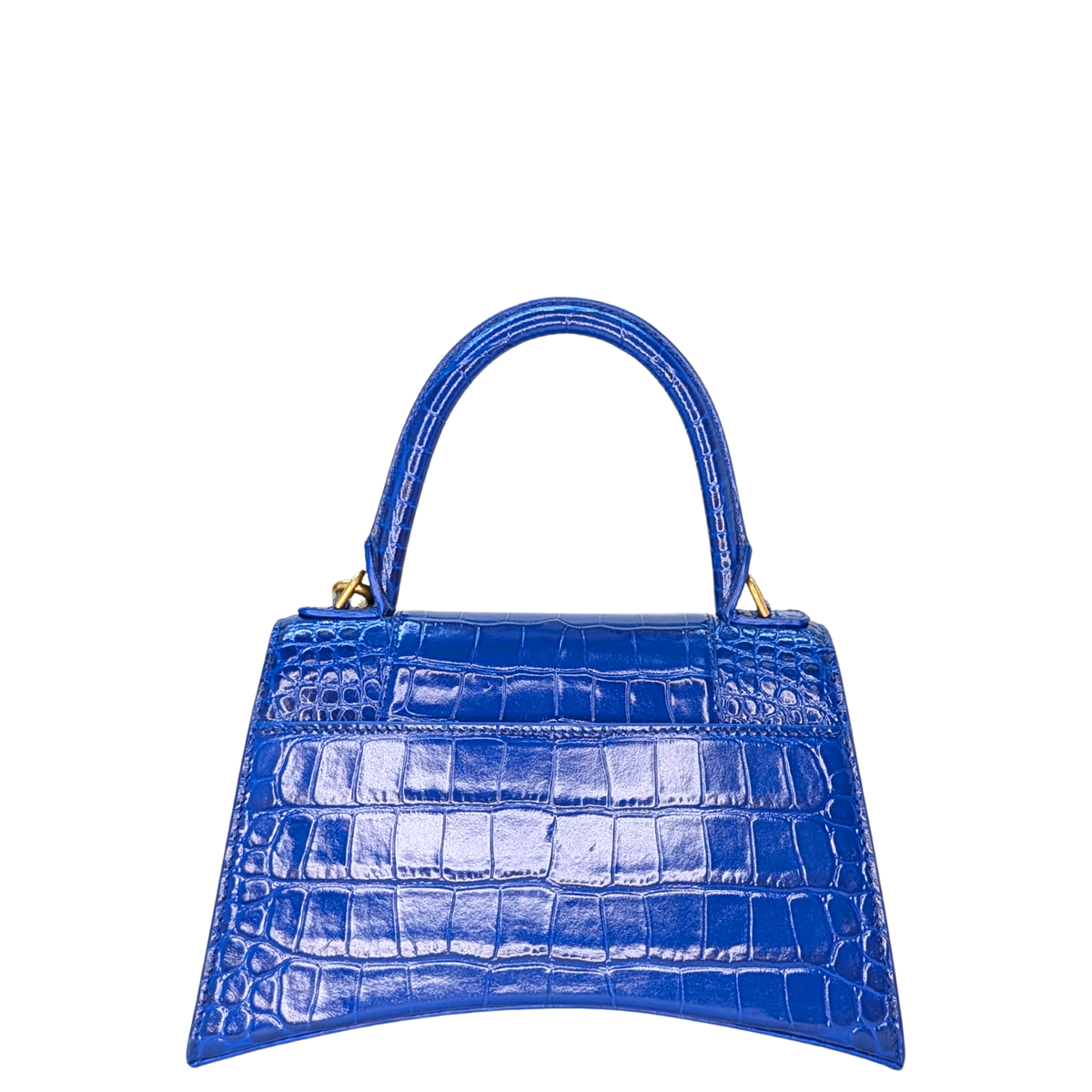 Balenciaga Hourglass Crocodile Embossed Blue